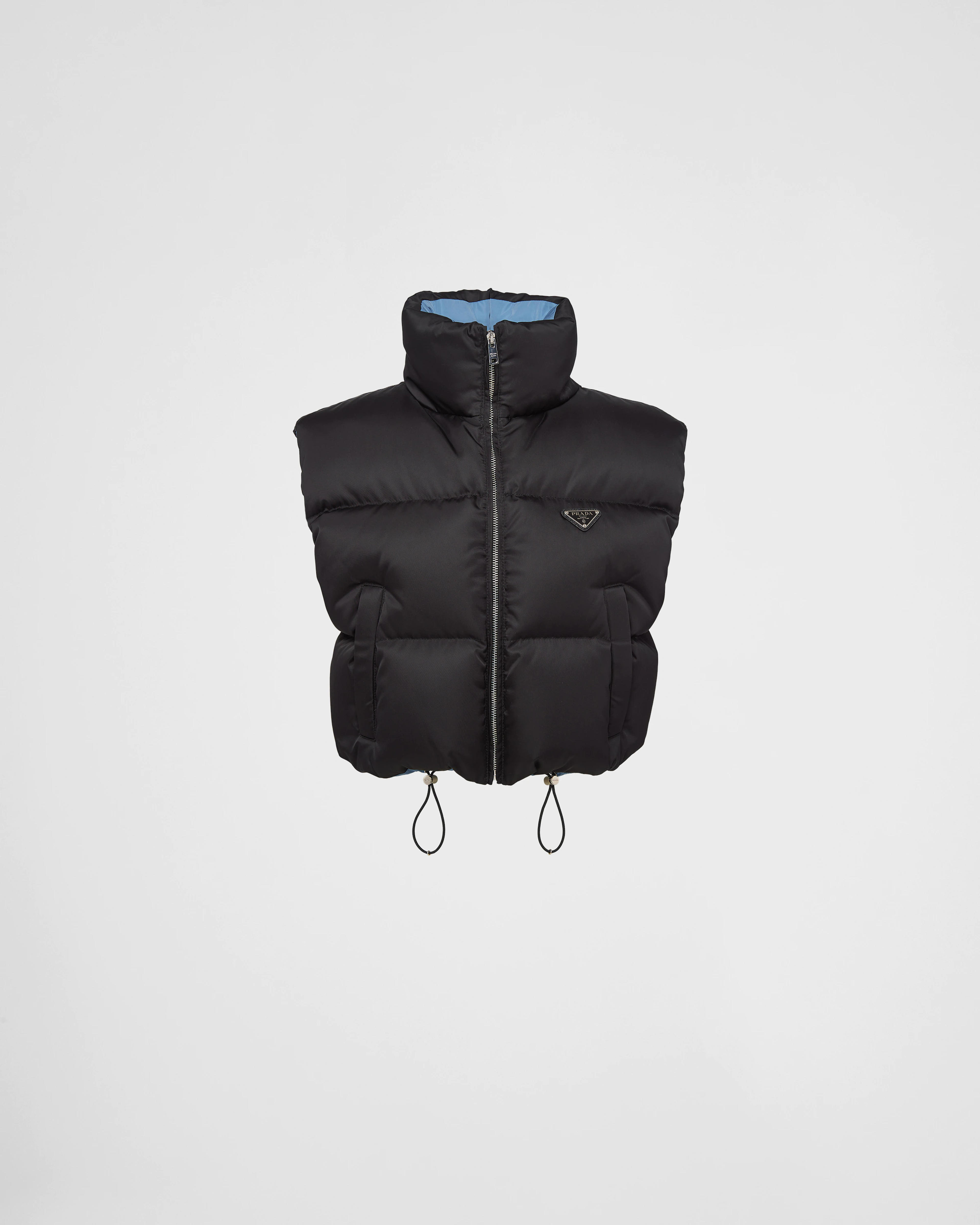 Black Re-Nylon cropped down vest | Prada