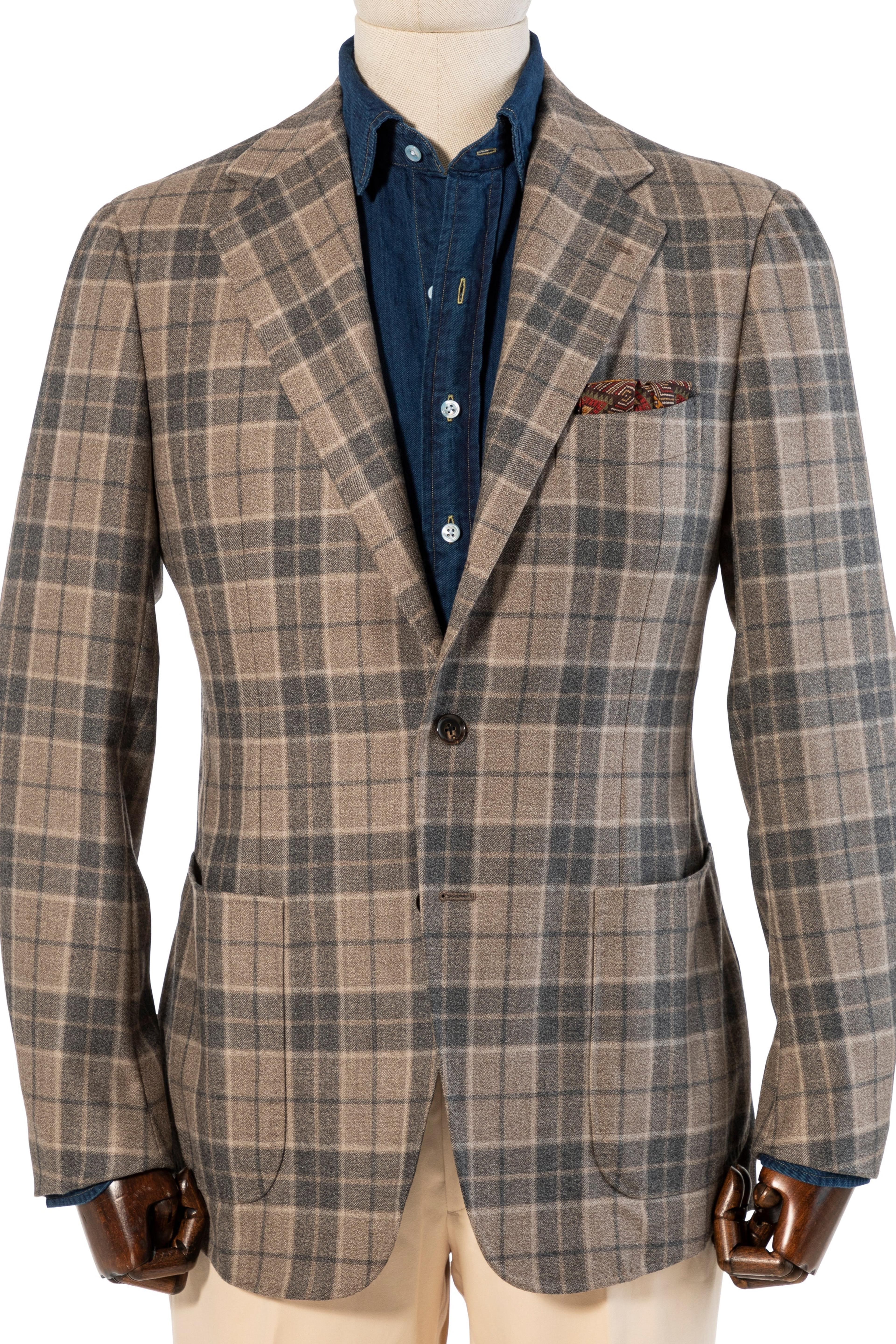 The Armoury by Ring Jacket Model 3 Beige Grey Wool-Cashmere Check Spor – Drop 93