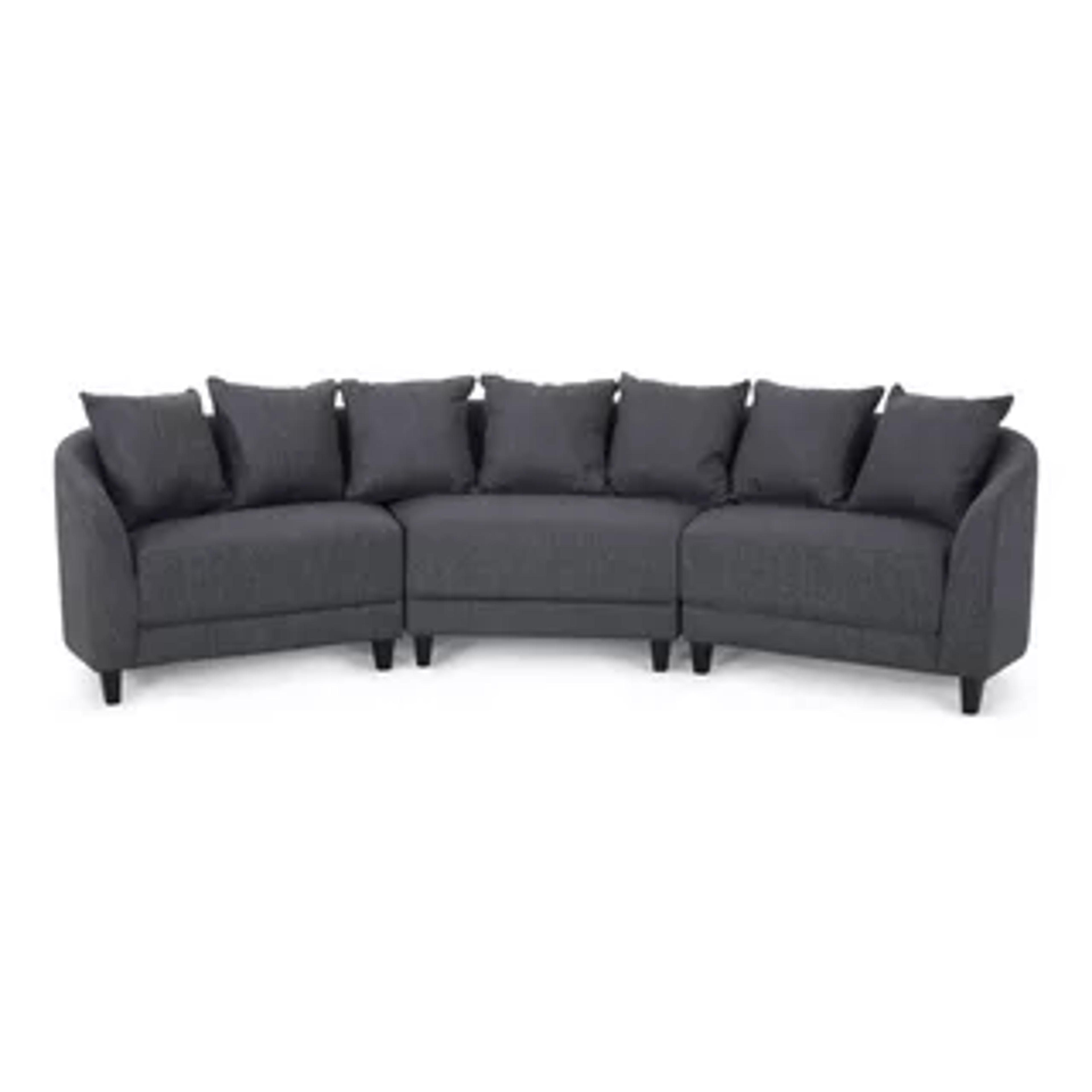 McCardell Fabric 3 Seater Curved Sectional Sofa - Transitional - Sectional Sofas - by GDFStudio