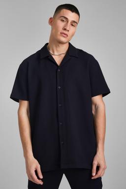 Short Sleeve Revere Oversized Pleated Shirt | boohooMAN USA