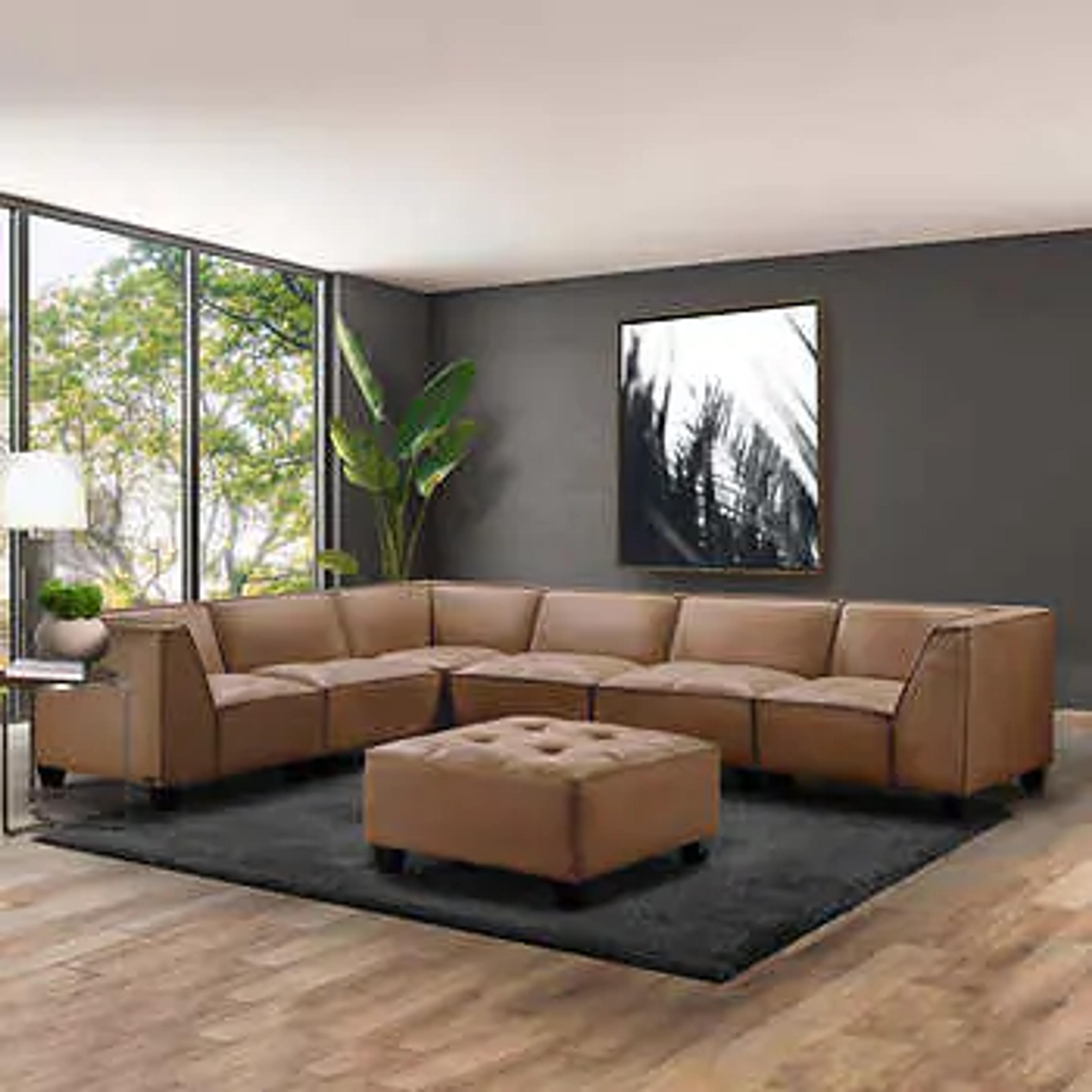 Wallingford 7-piece Leather Modular Sectional with Ottoman | Costco