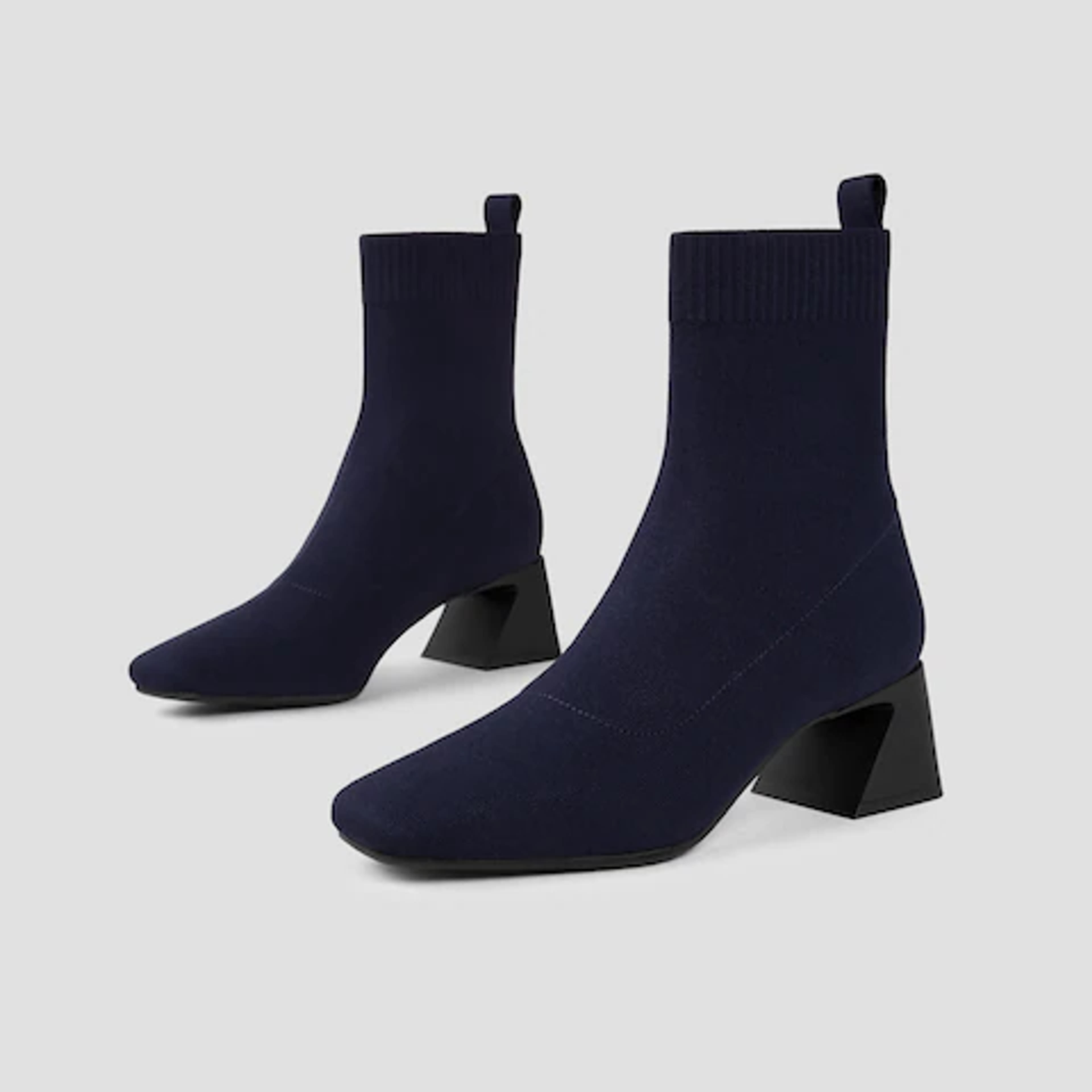 Regina Square-toe Water Repellent Bootie in Navy | VIVAIA