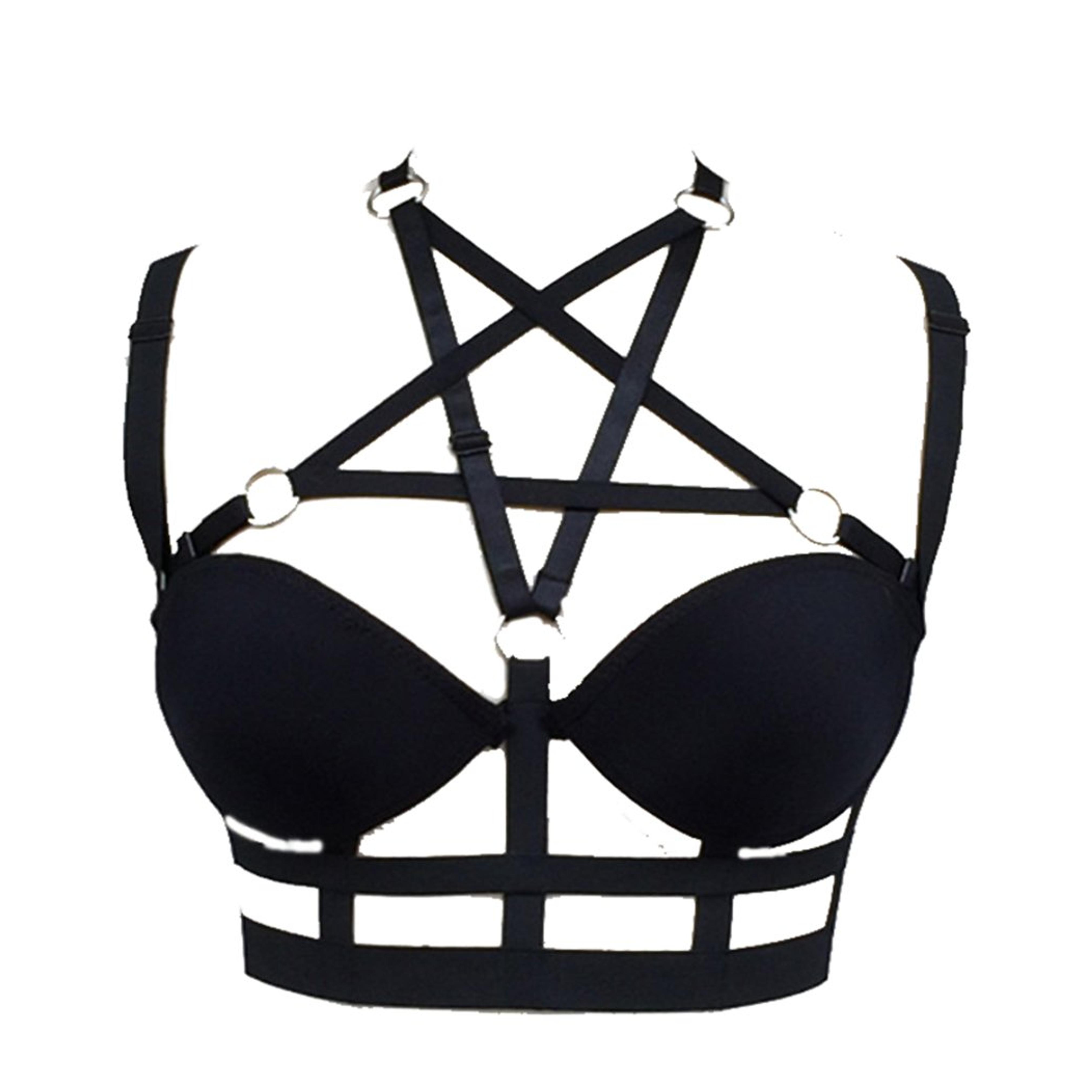 Amazon.com: Red Pentagram Harness Bra Body Strappy Bras Top Cage Fashion Fetival/Punk/Gothic Dress (Black3) : Clothing, Shoes & Jewelry