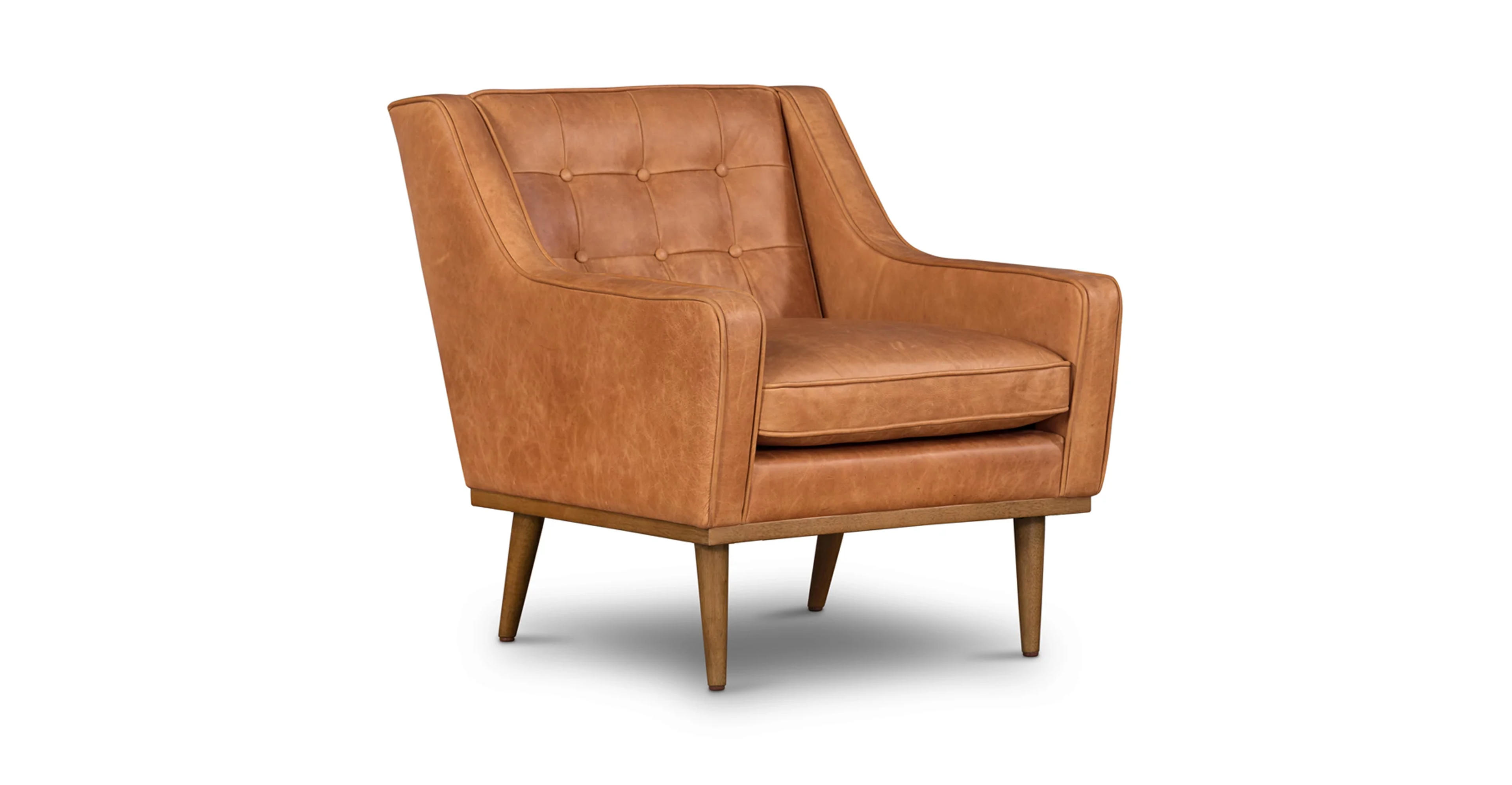 Cognac Tan Gus Leather Lounge Chair | Poly & Bark