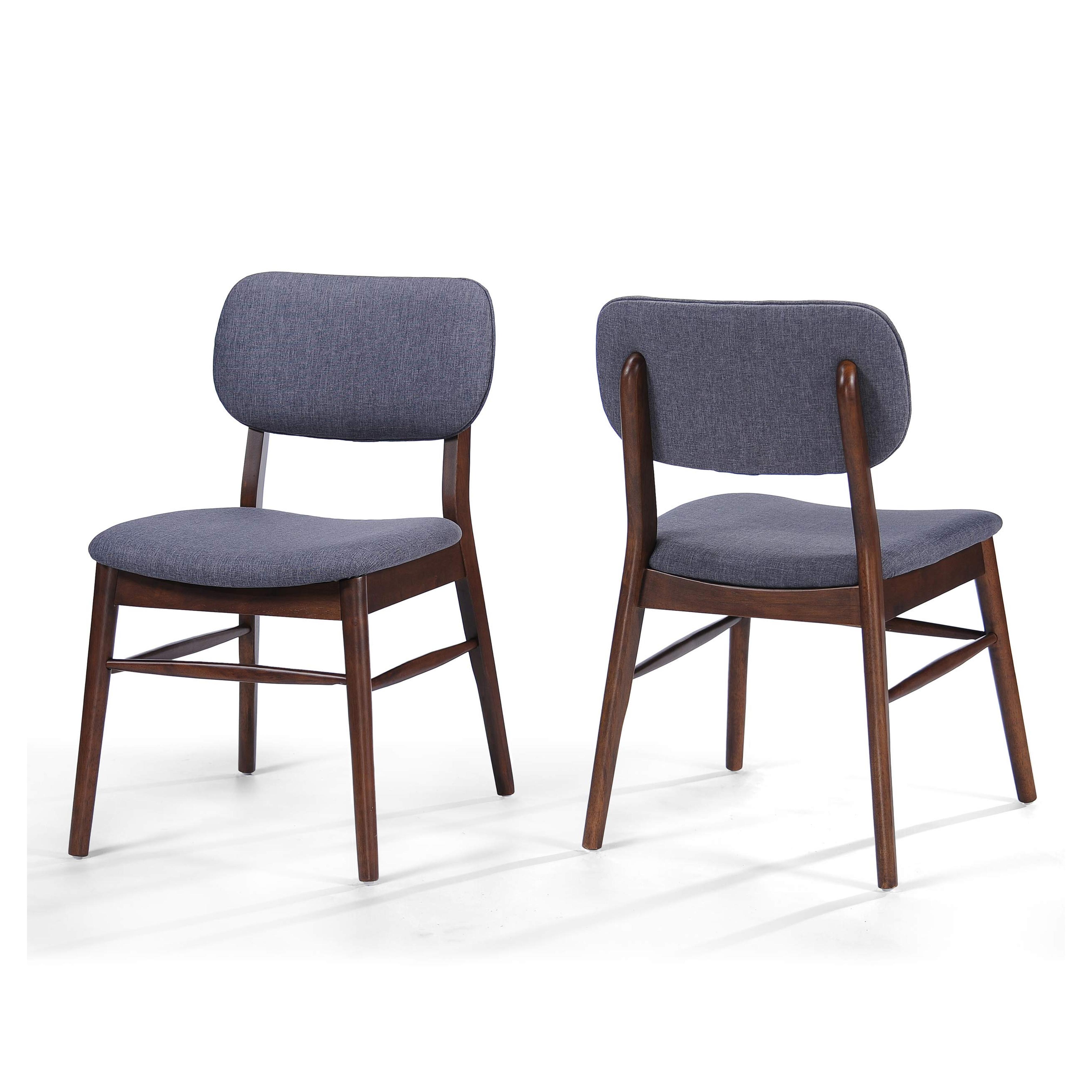 Beatrice Charcoal Fabric Mid Century Modern Dining Chairs (Set of 2)