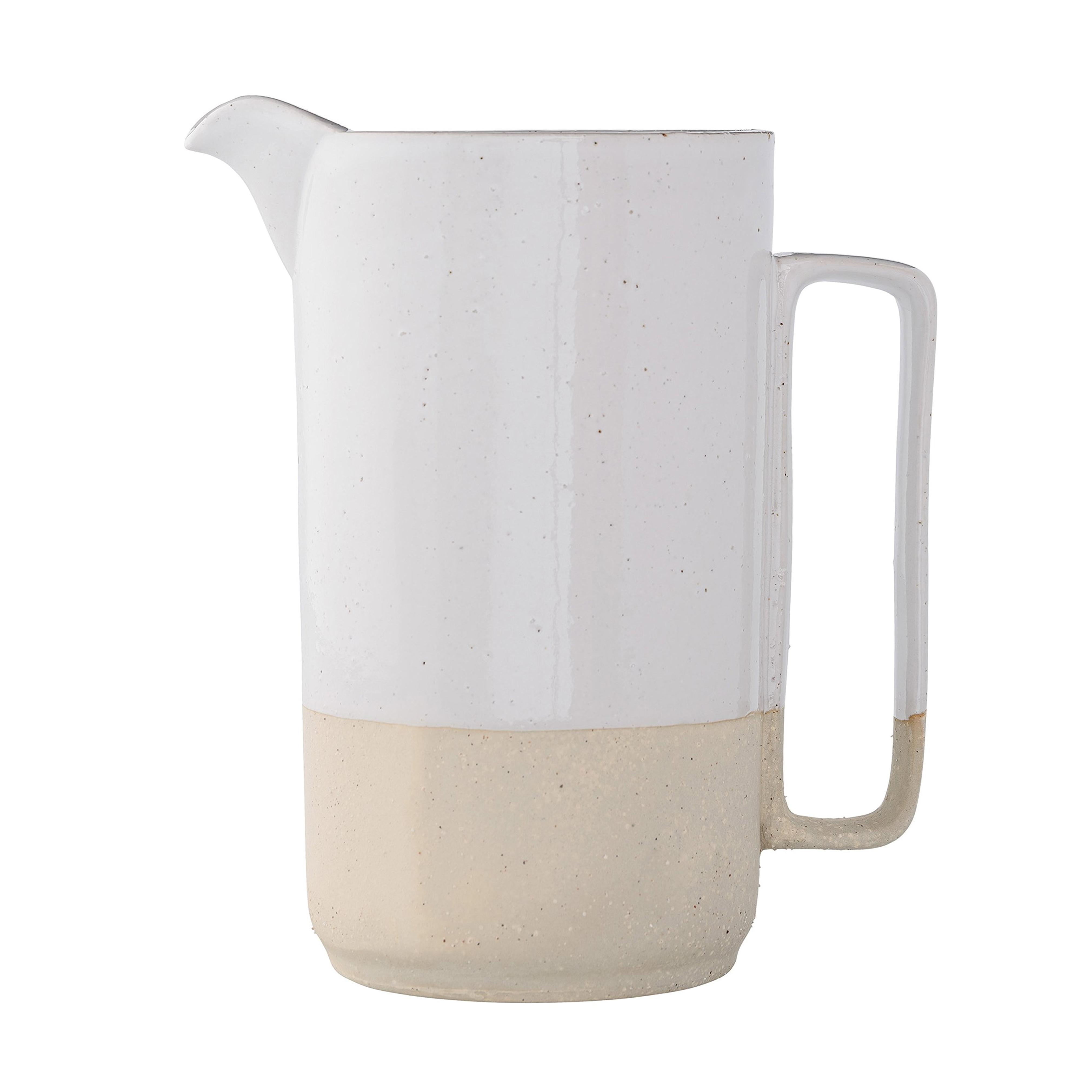 Bloomingville White Ceramic Barbara Pitcher, Multicolor