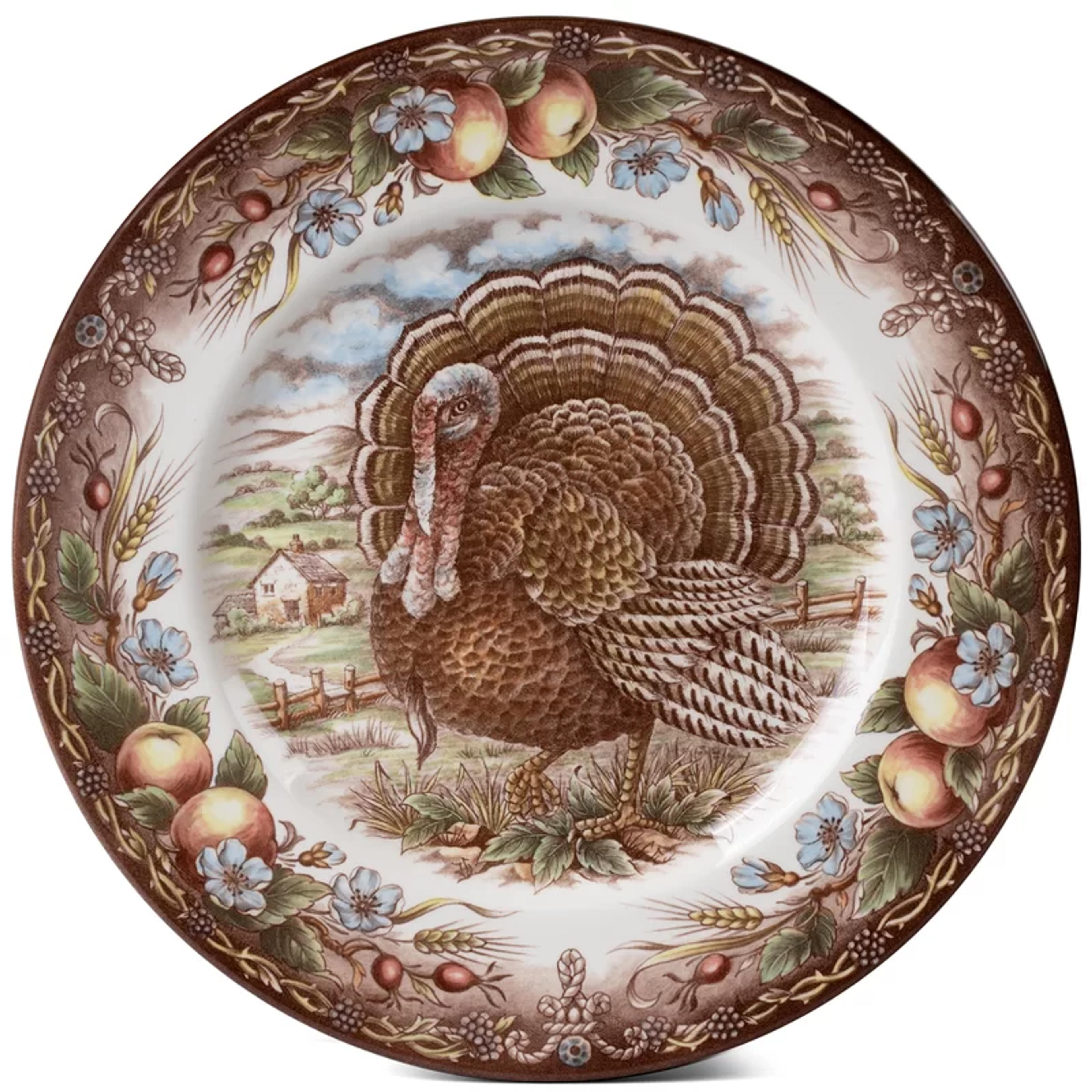 The Holiday Aisle® Turkey 11" Round Dinner Plate & Reviews | Wayfair