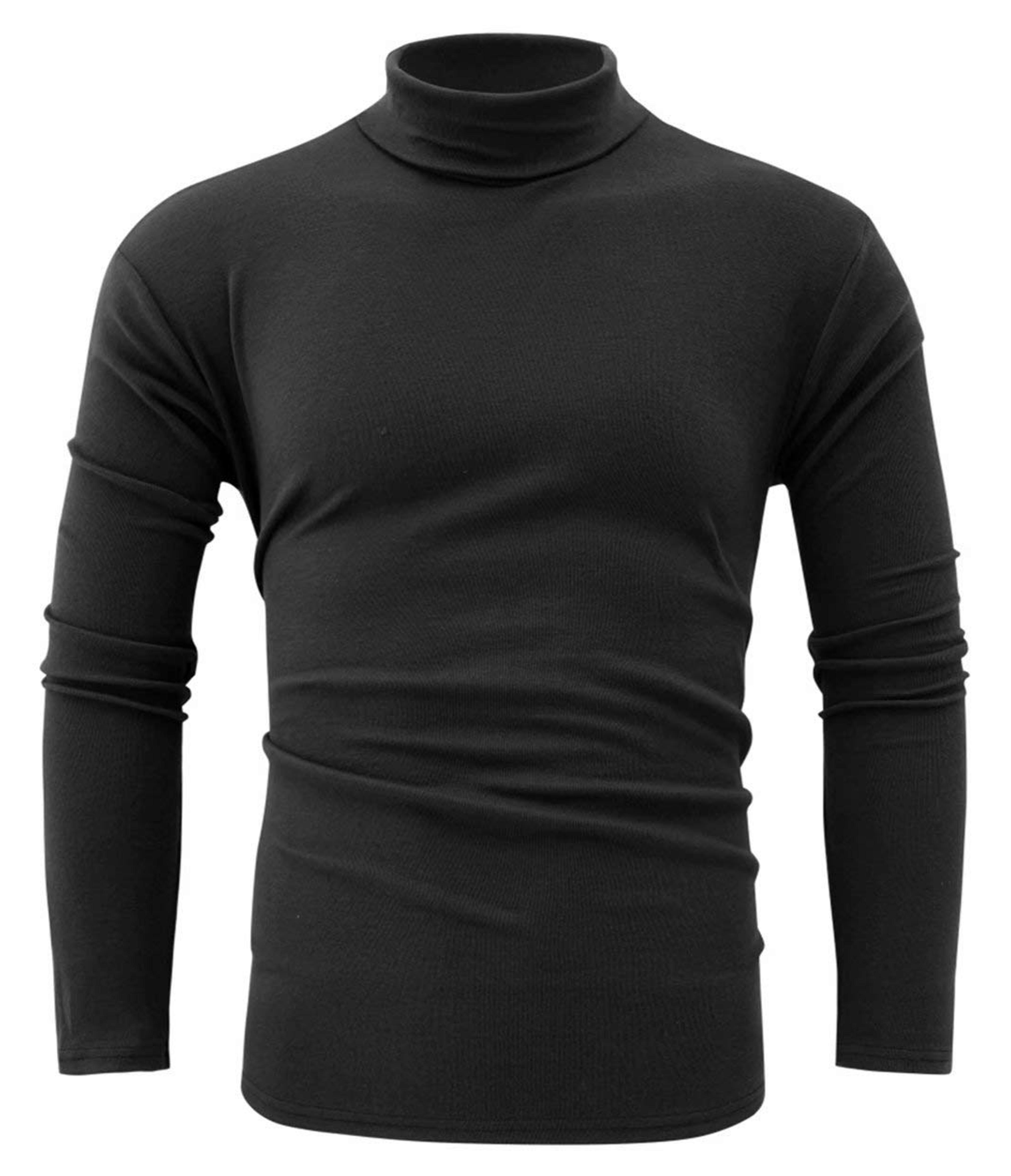 jonivey Mens Basic Turtleneck Long Sleeve Solid Casual Knitted T-Shirt Pullover Tops