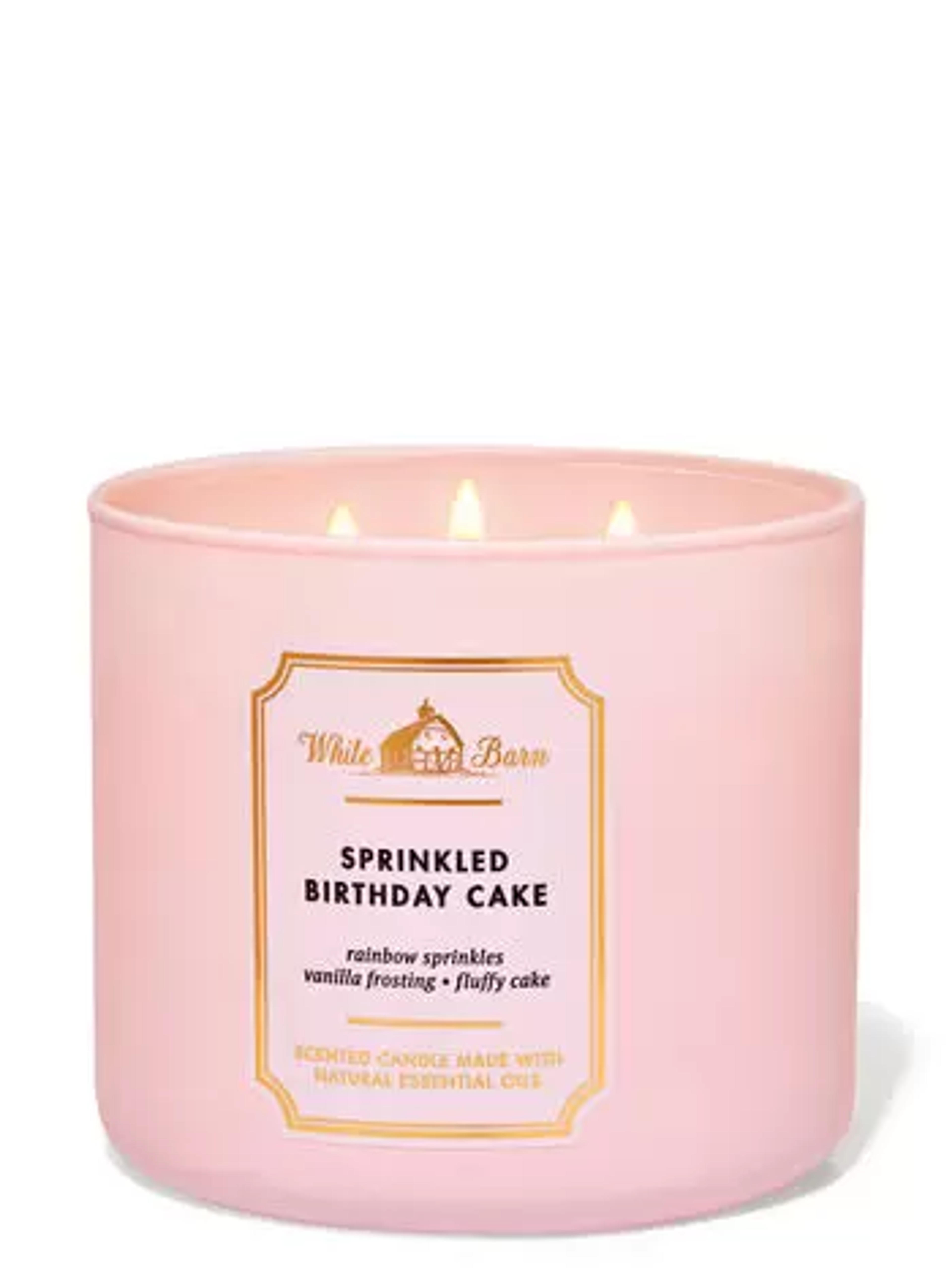 Sprinkled Birthday Cake 3-Wick Candle - White Barn