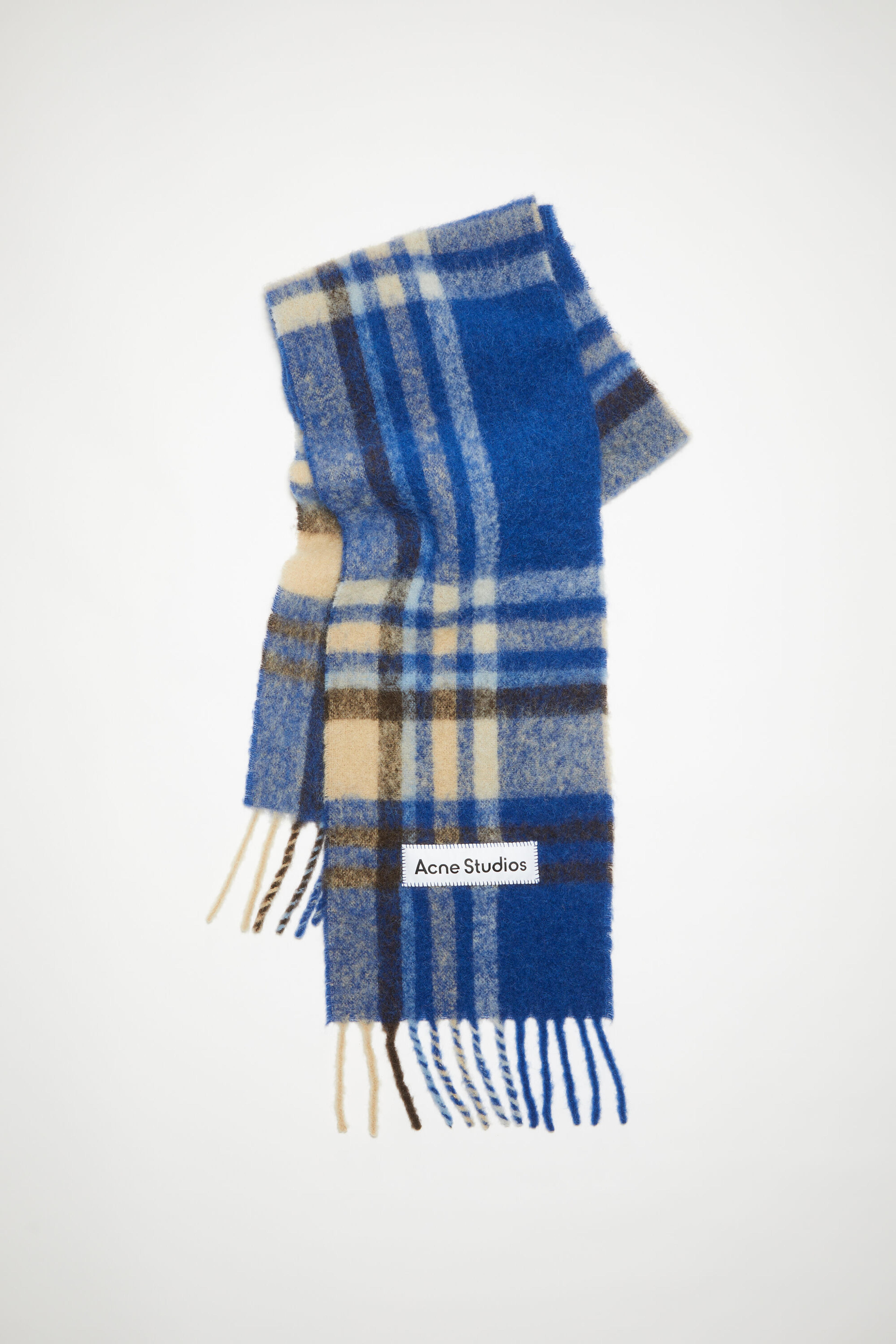 Acne Studios - Mohair tartan scarf - Electric blue/beige