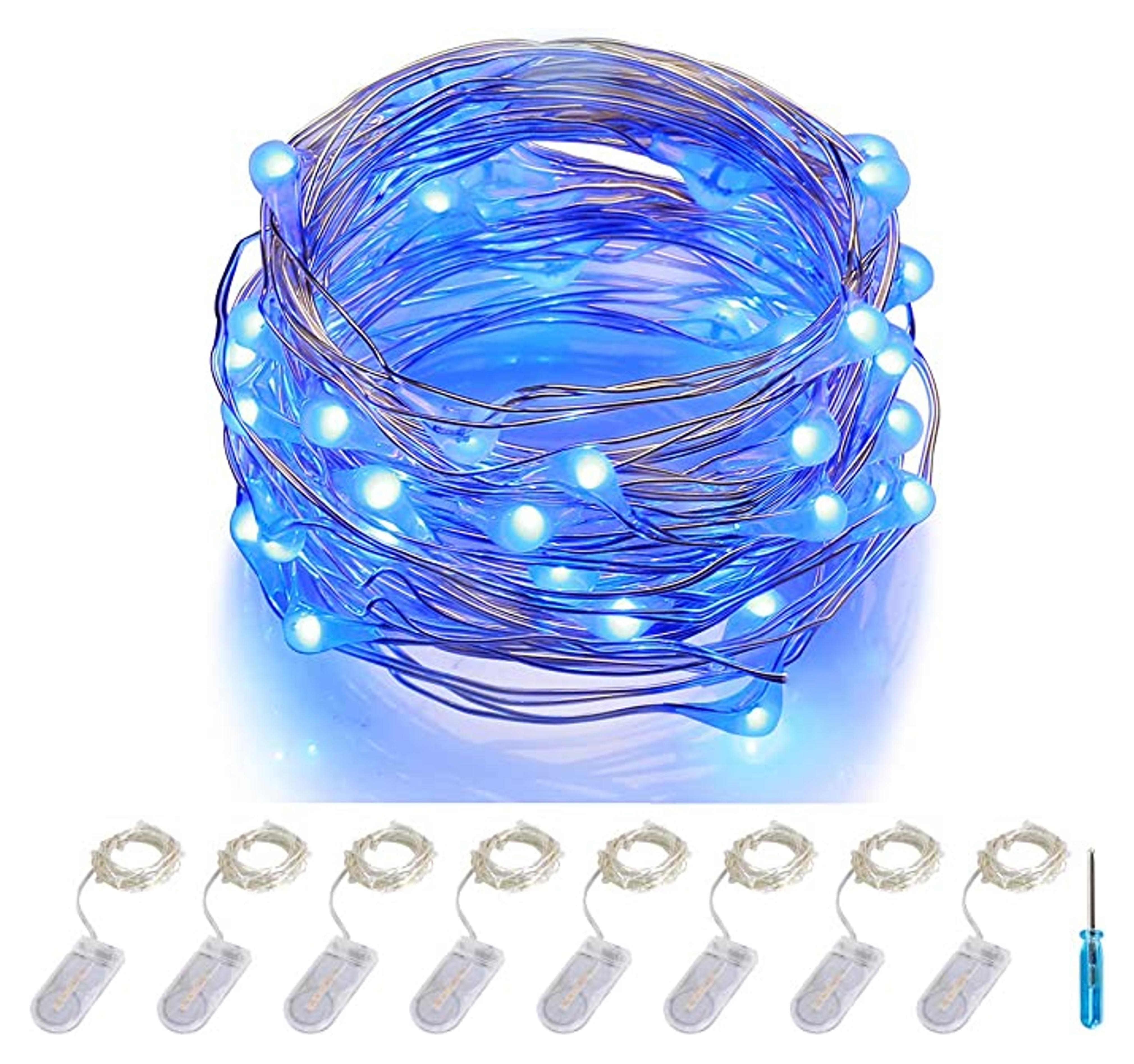 Amazon.com : ITART Micro LED Blue String Lights 8 Packs Fairy Lights Battery Operated 6ft 20 LED Ultra Thin Silver Wire Waterproof for Costume Craft Party Clothes Jellyfish Halloween : Home & Kitchen