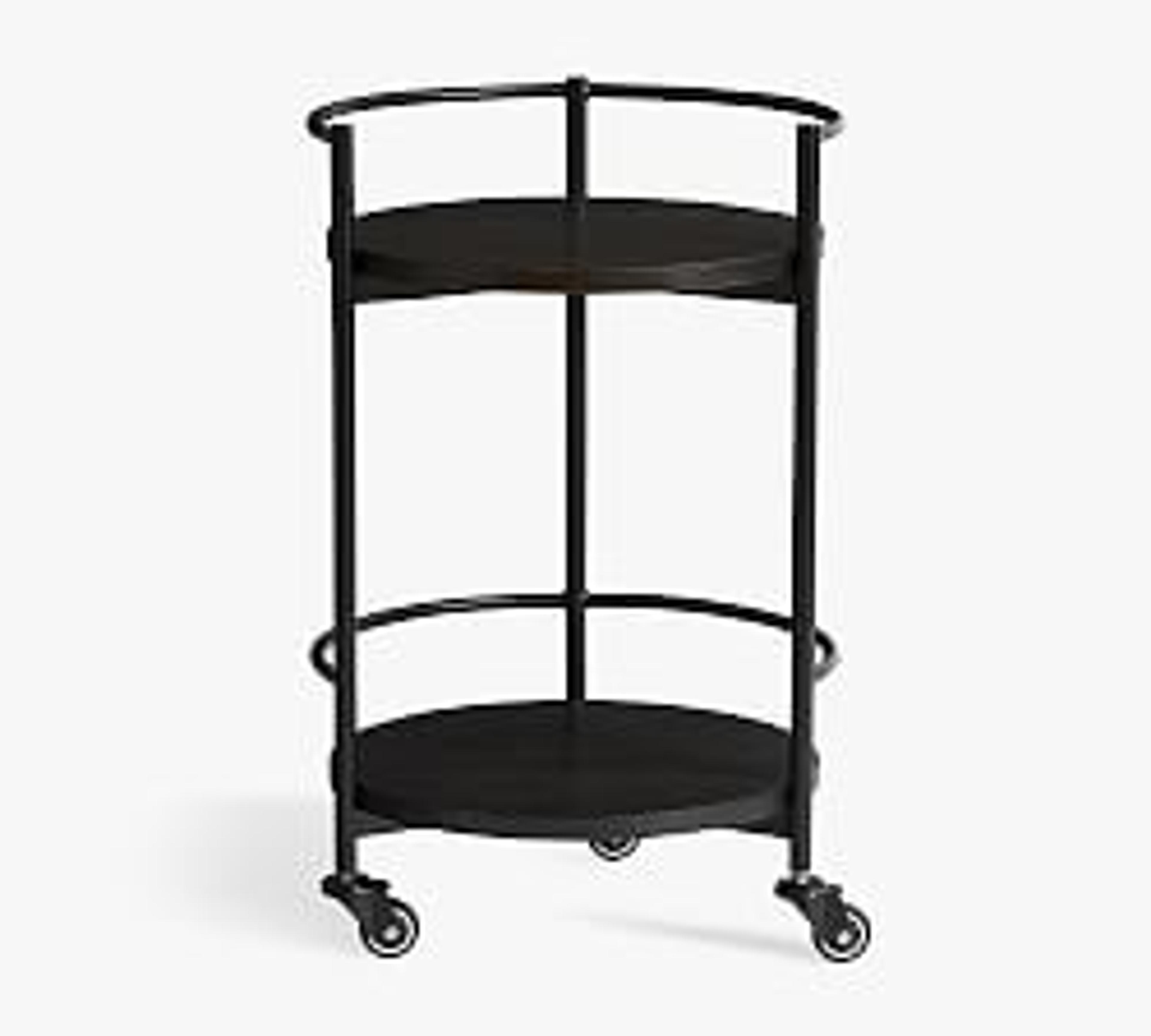 Warren 17.5" Round Bar Cart, Warm Black