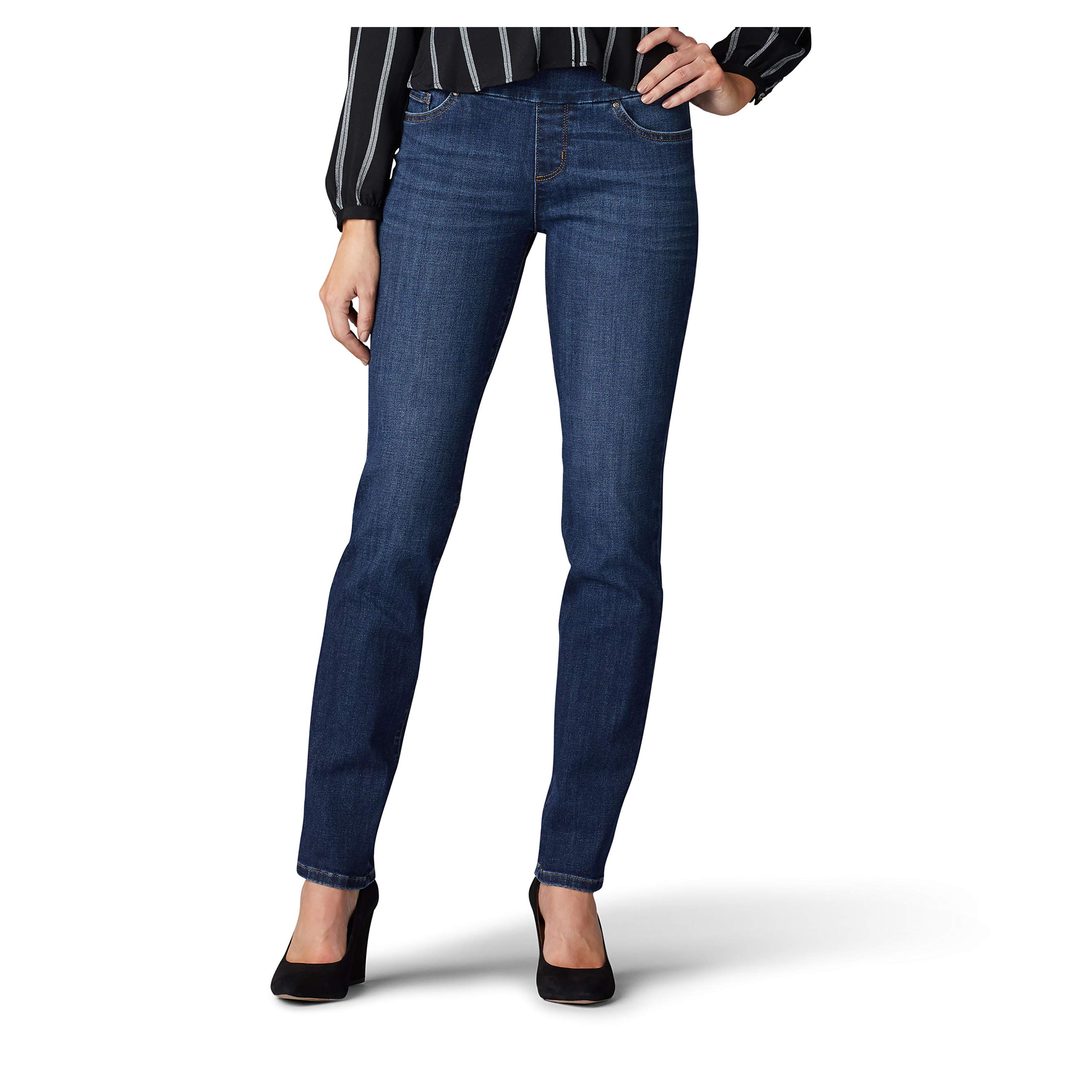 Lee Women's Sculpting Fit Slim Leg Pull on Jean, Landslide, 12 at Amazon Women's Jeans store