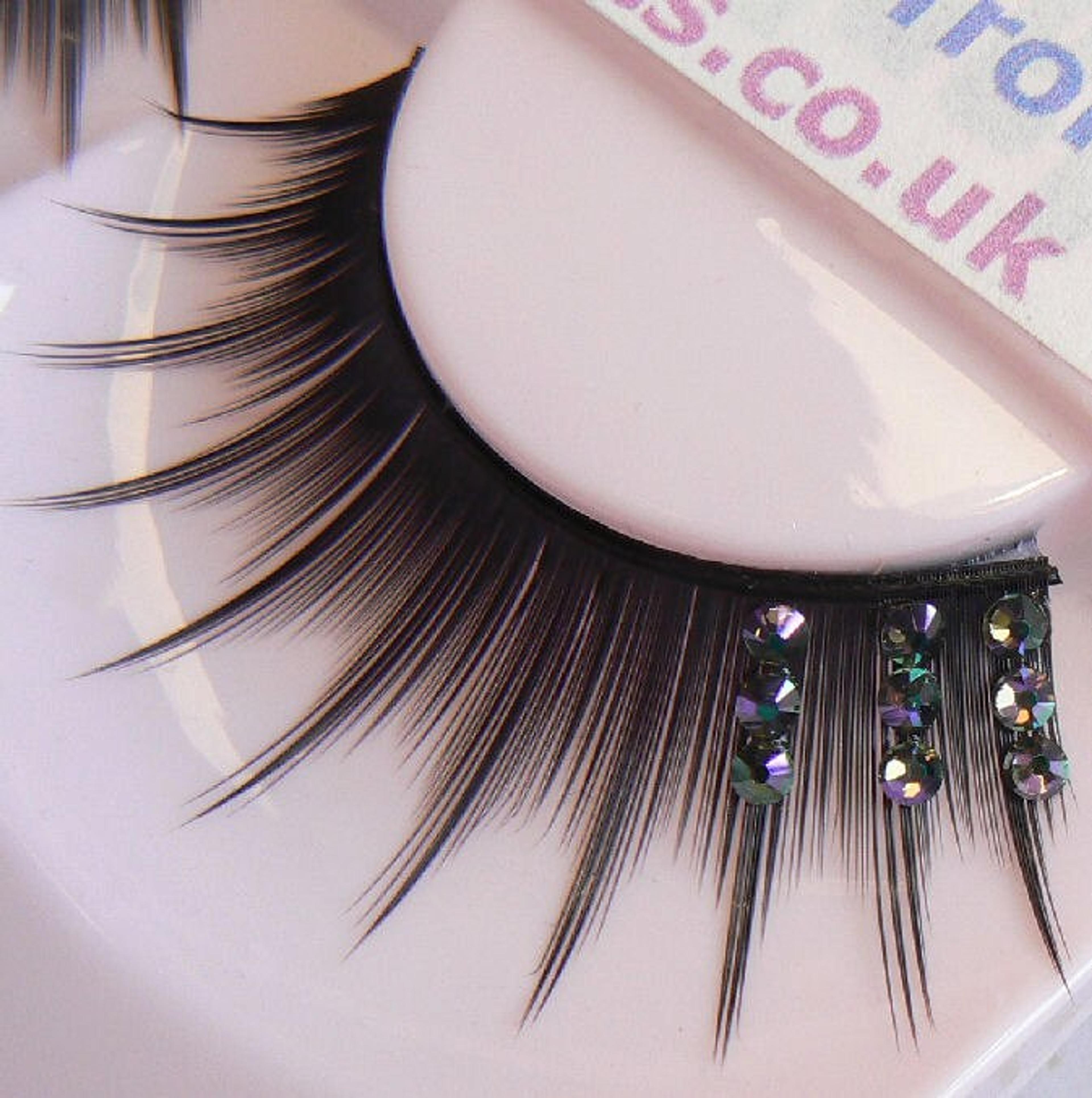 Vivacious  False Eyelashes With Genuine Iridescent Green