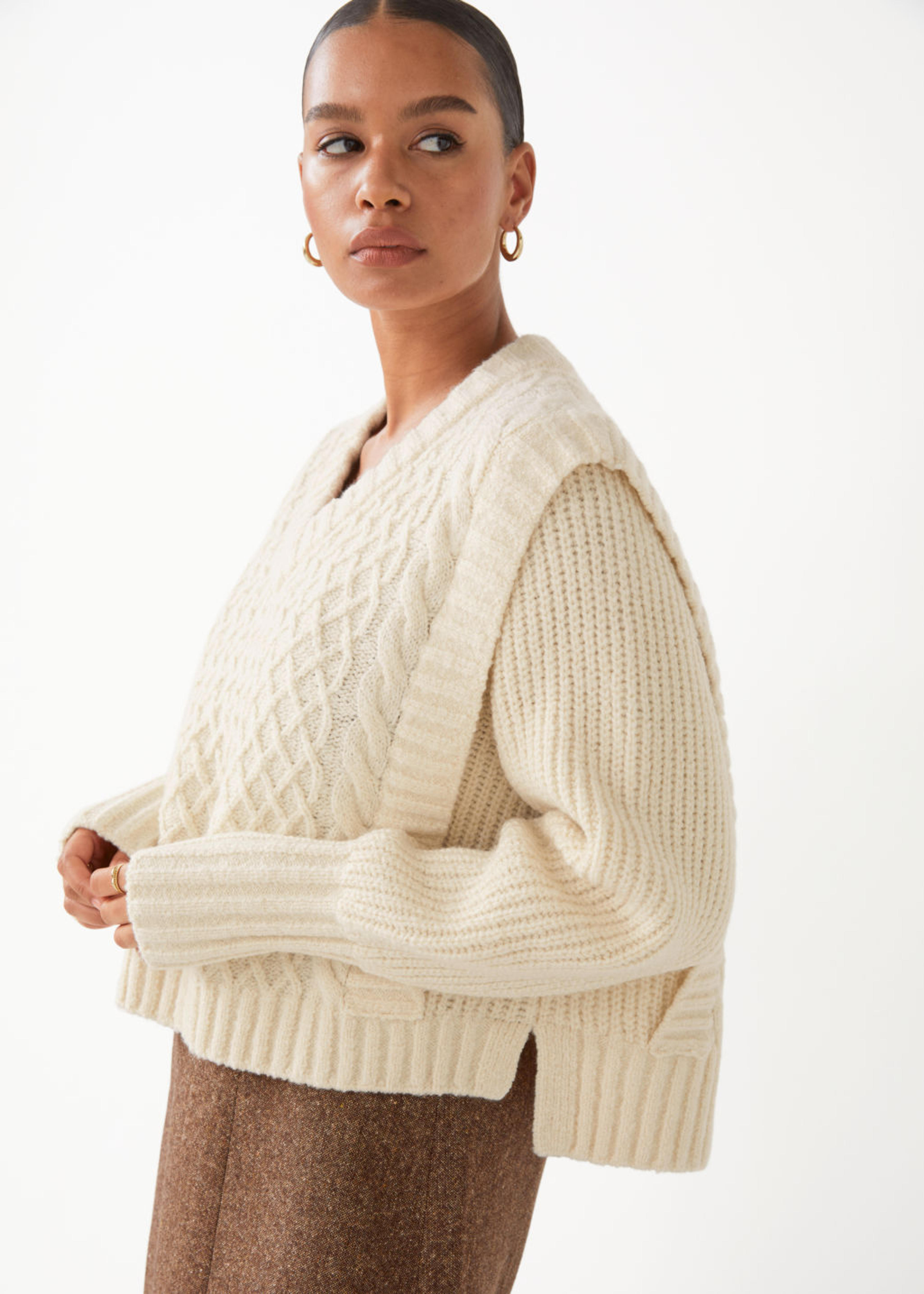 Layered Cable Knit Sweater - Cream - Sweaters - & Other Stories US
