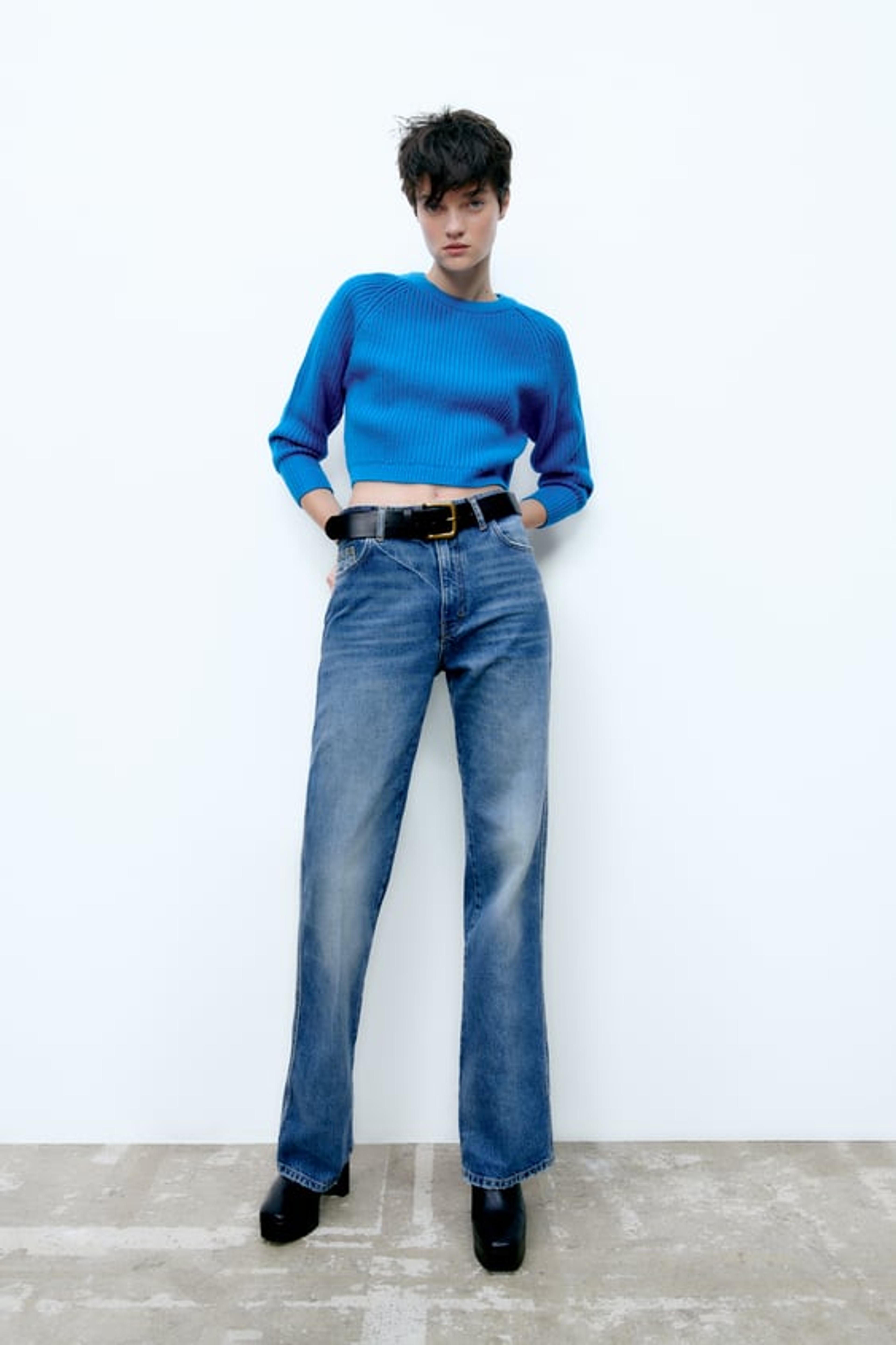 PURL STITCH CROPPED SWEATER - Blue | ZARA United States