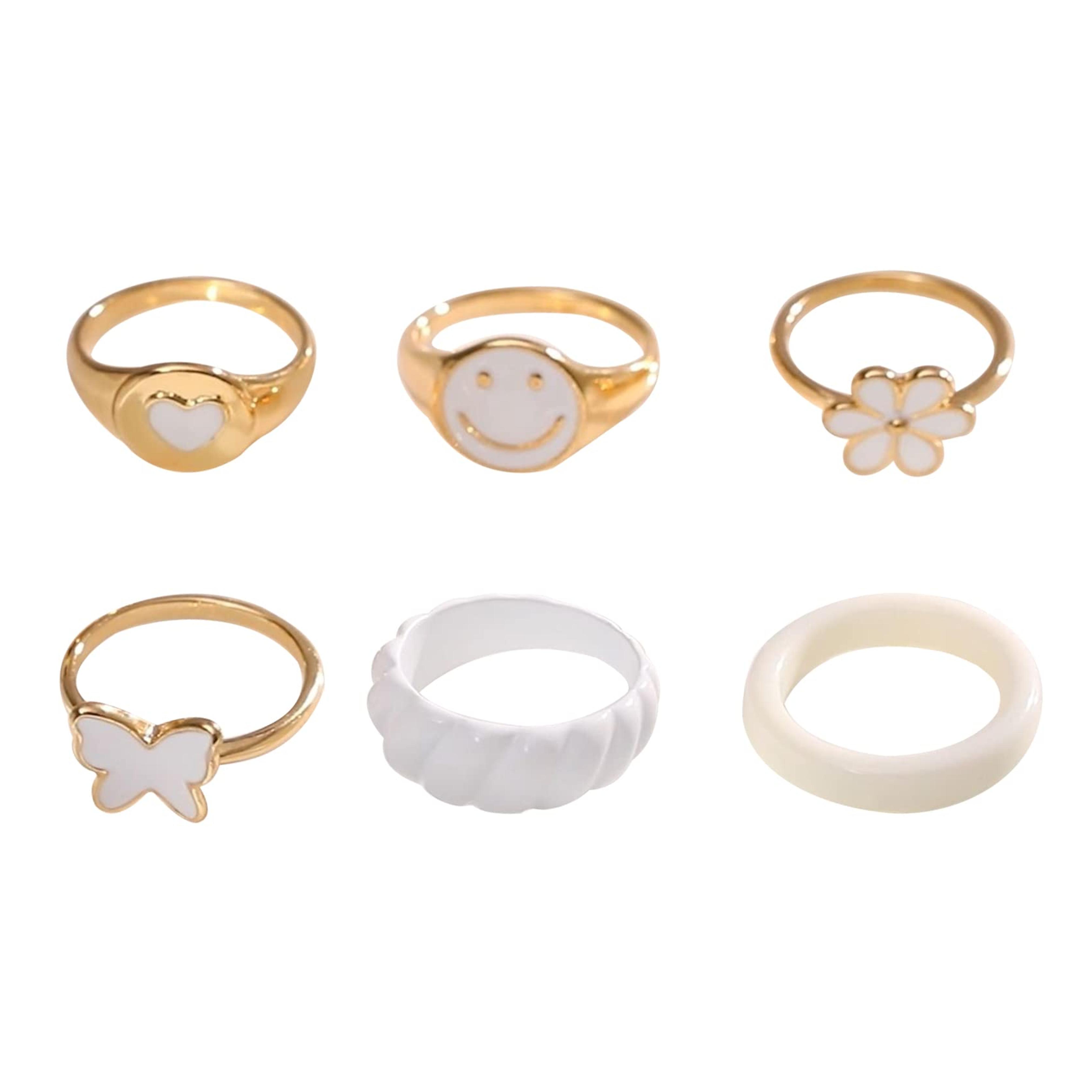 Arumever Y2K Chunky Resin Acrylic Rings Sets for Women Teen Girls, Cute Gold Colorful Trendy Statement Stackable Finger Knuckle Rings Aesthetic Jewelry