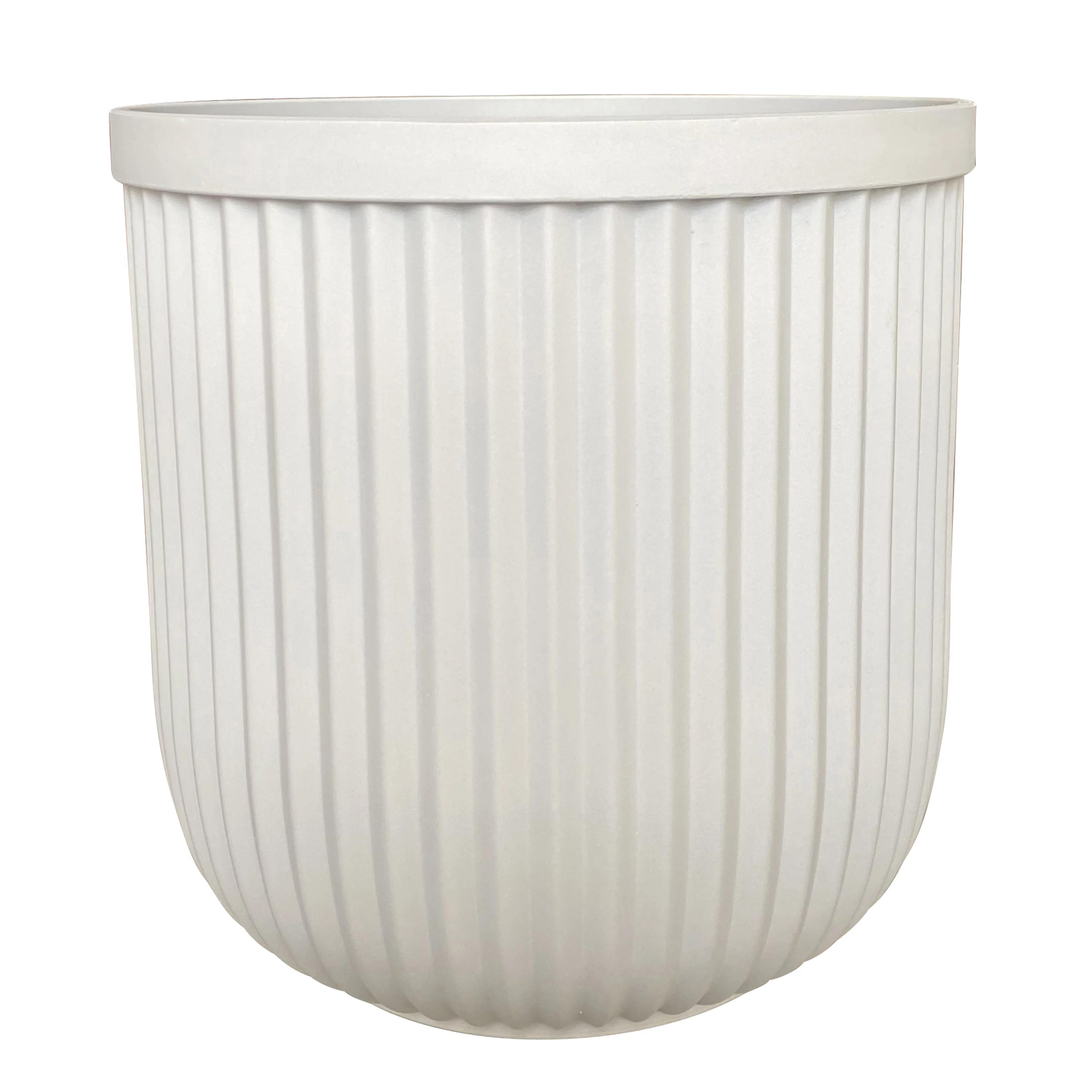 Better Homes & Gardens 16"W x 16"L x 15.8"H Ellan White Resin Plant Pot Planter - Walmart.com