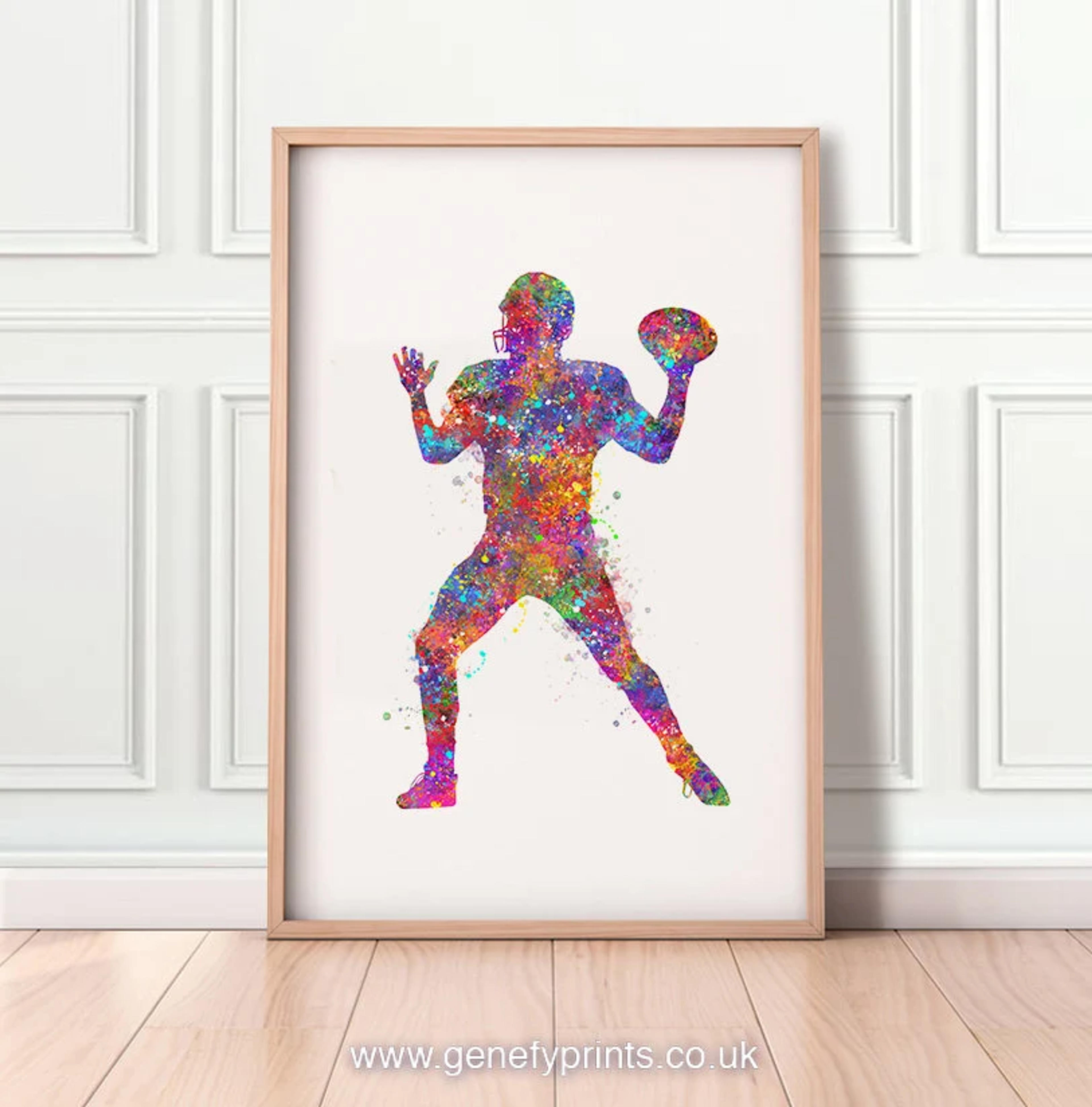 American Football Watercolor Art Print Football Poster - Etsy