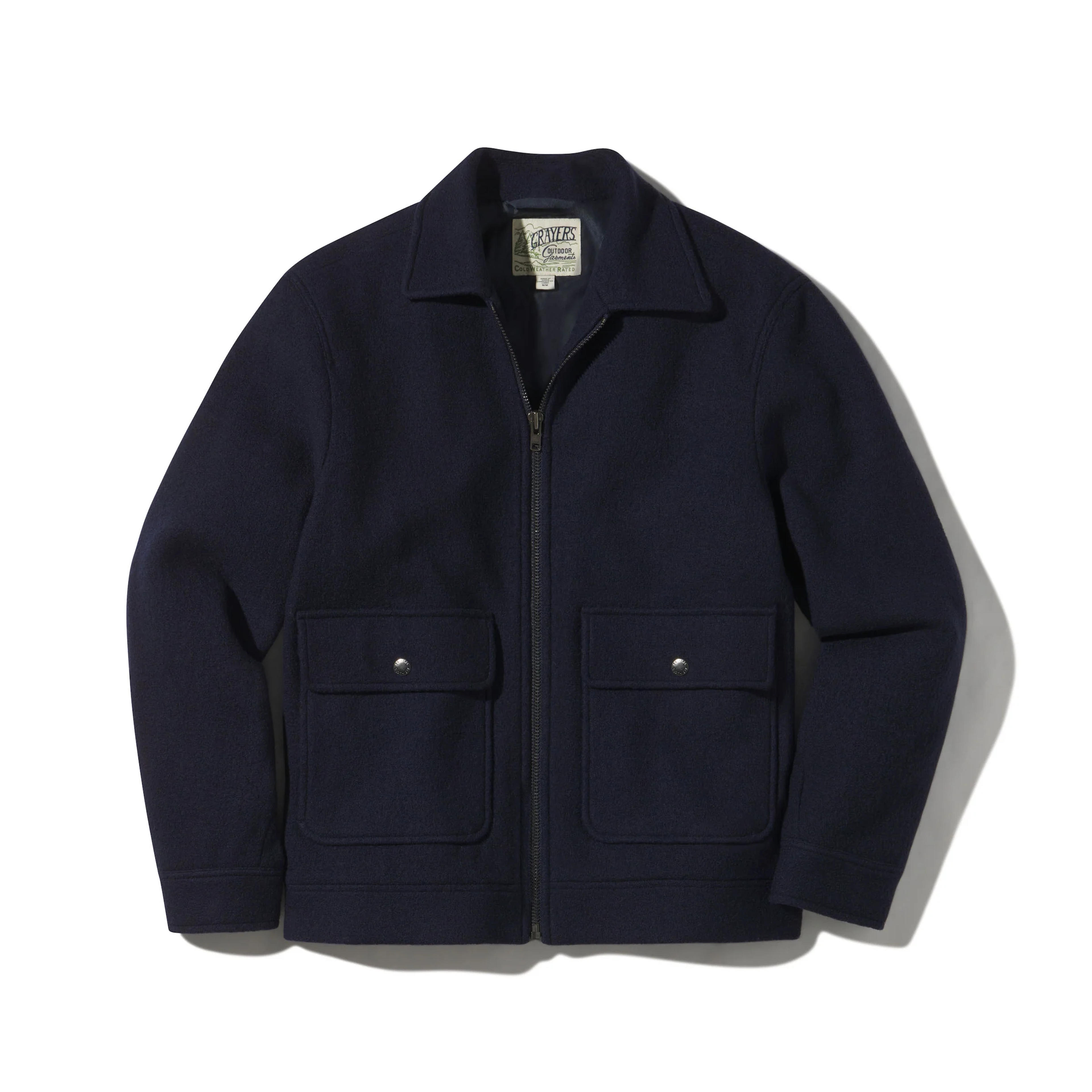 Burnham Boiled Wool Bomber - Navy – Grayers