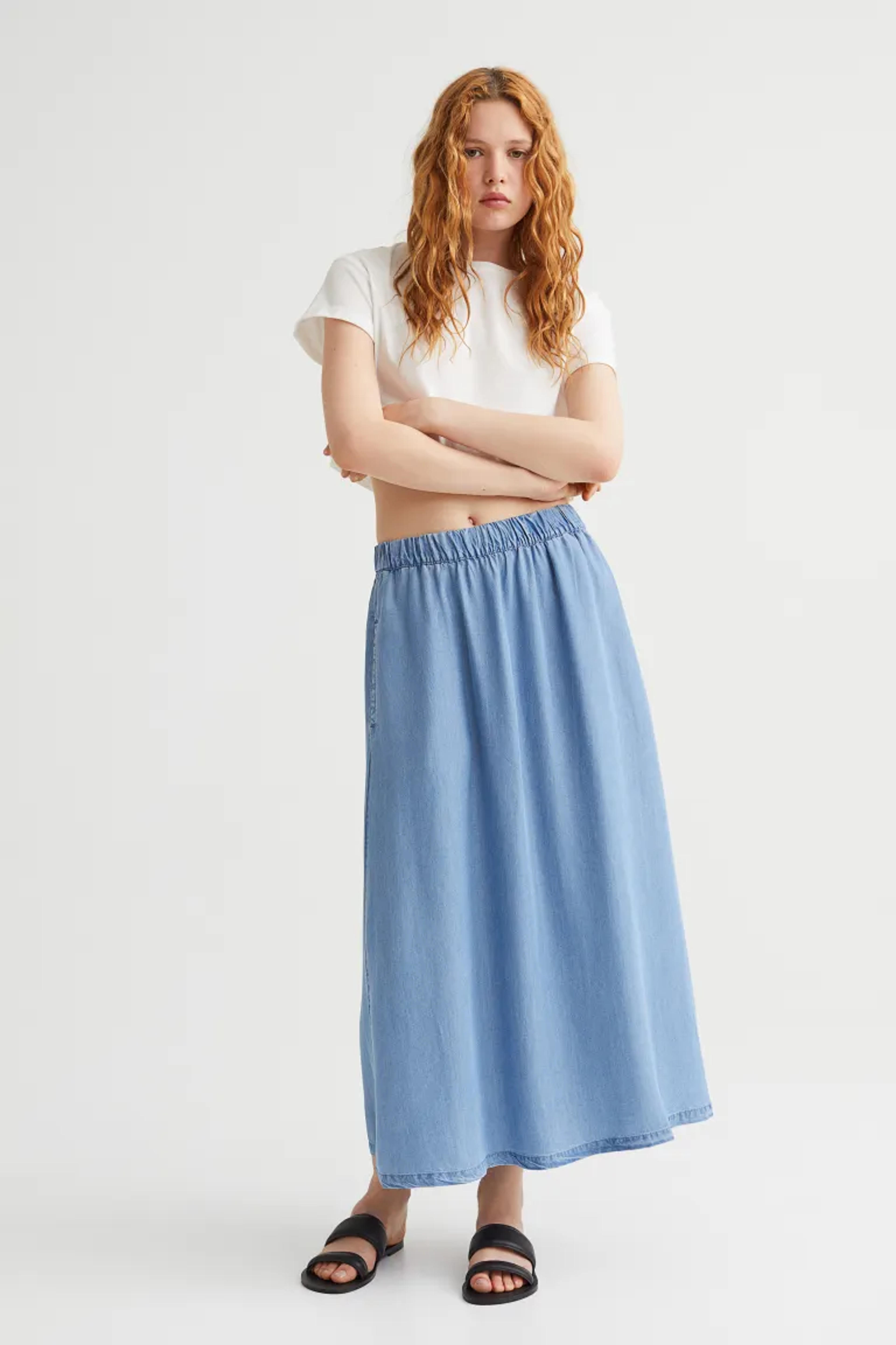 Long Denim Skirt - Denim blue - Ladies | H&M US