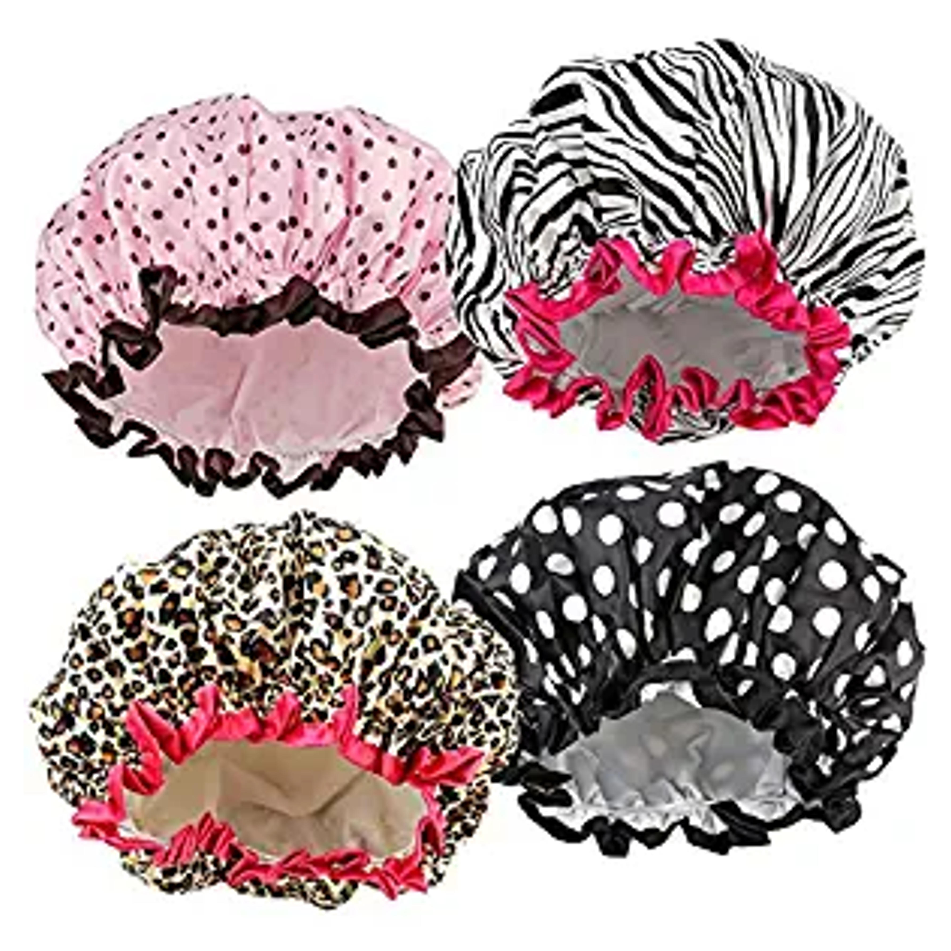 Amazon.com : TCOTBE 4 Pieces Waterproof Shower Cap,Shower Caps for Women, Elastic Reusable Bathing Hair Cap Environmental Protection Hair Bath Caps, Double Waterproof Layers Bathing Shower Hat : Beauty & Personal Care