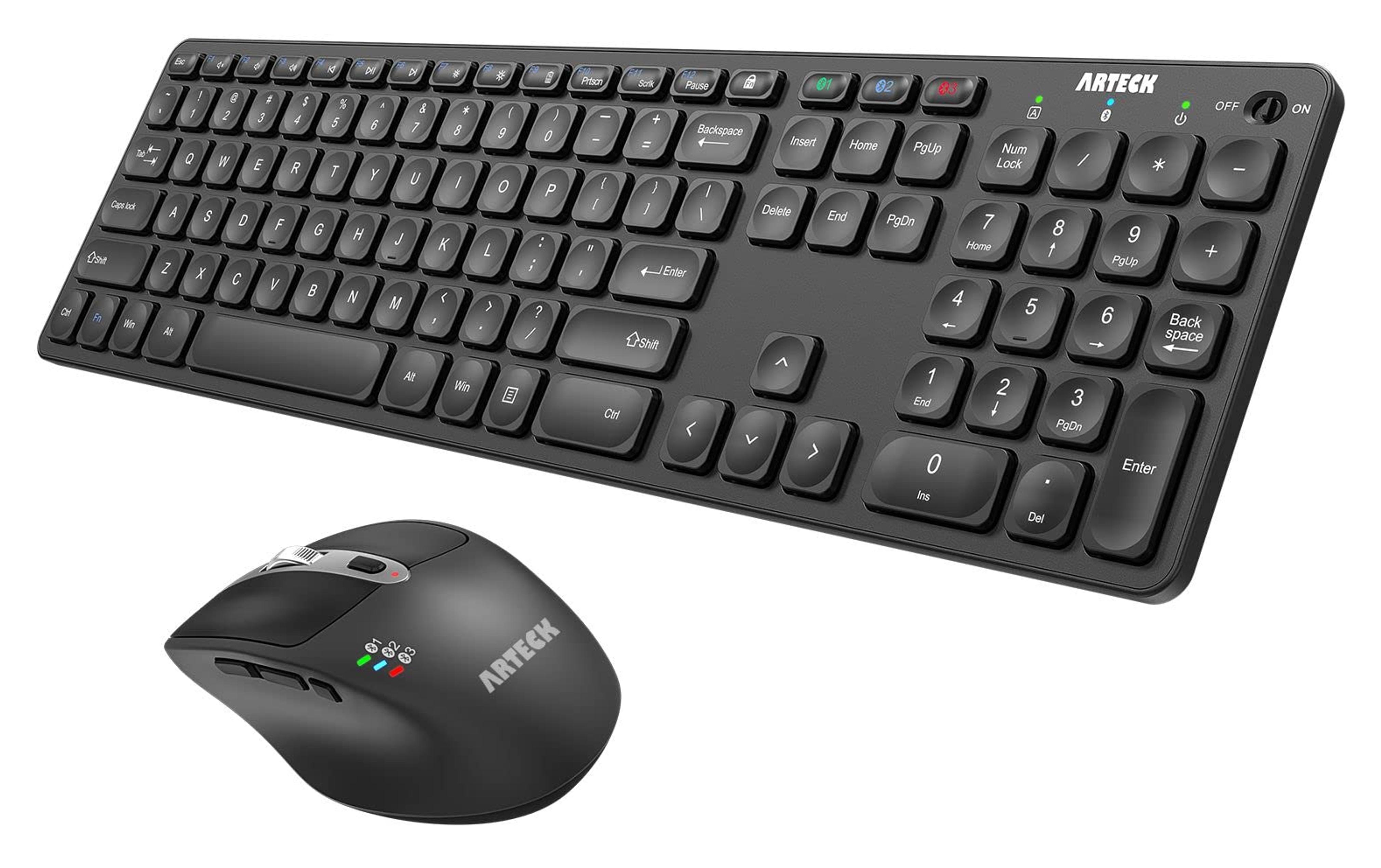 Amazon.com: Arteck Universal Multi-Device Bluetooth Keyboard and Mouse Full Size Wireless Bluetooth Keyboard and Ergonomic Mouse Set for Windows, iOS, Android, Computer Desktop PC Laptop iPad Tablet Smartphone : Electronics