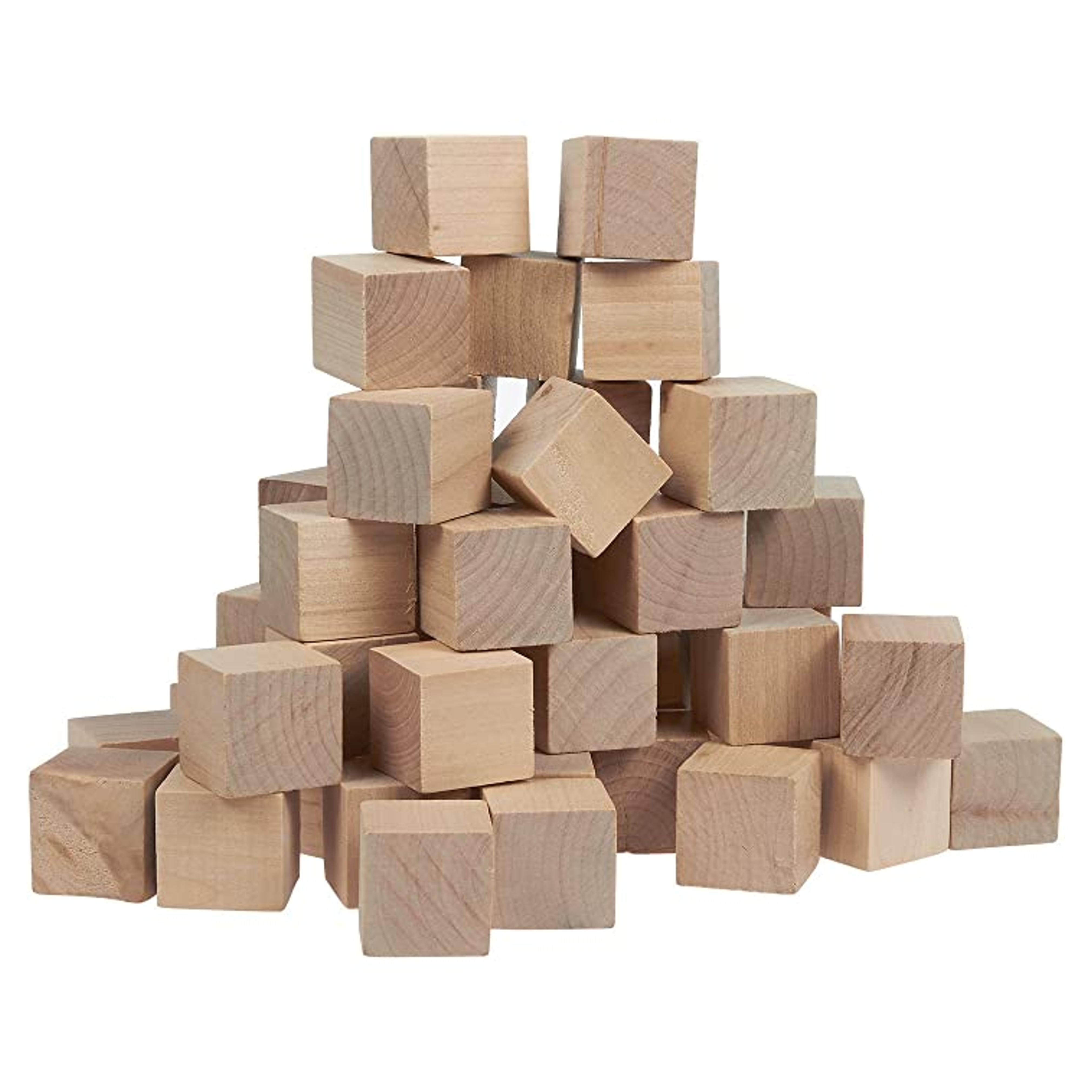 Juvale Small Wooden Craft Cubes - Unfinished Natural Wood / Mini Wooden Art Craft Stacking Cubes Blocks - 50 Pack -1 Inch, 2.54 Centimeter