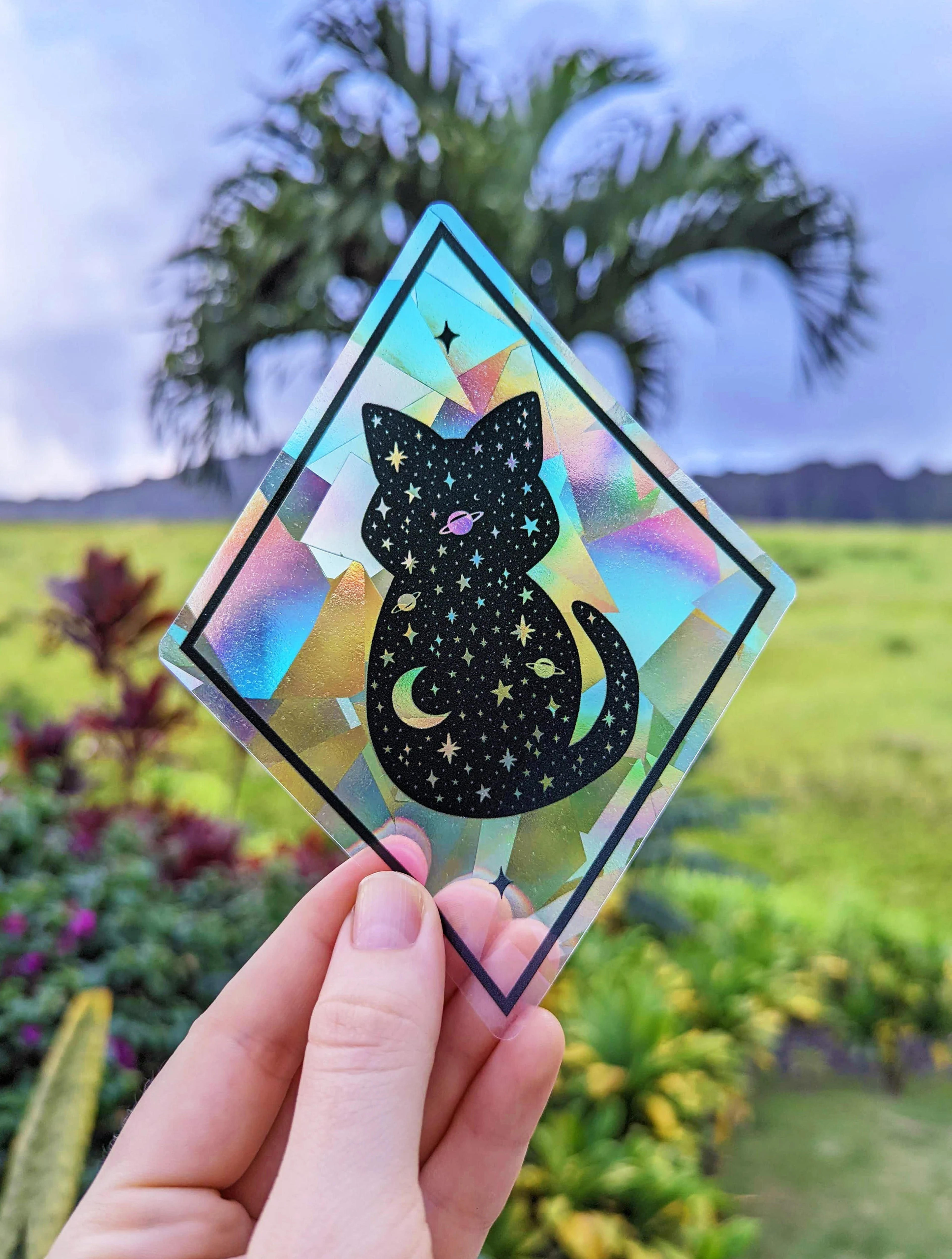 Celestial Kitty Rainbow Making Suncatcher Sticker Cat - Etsy