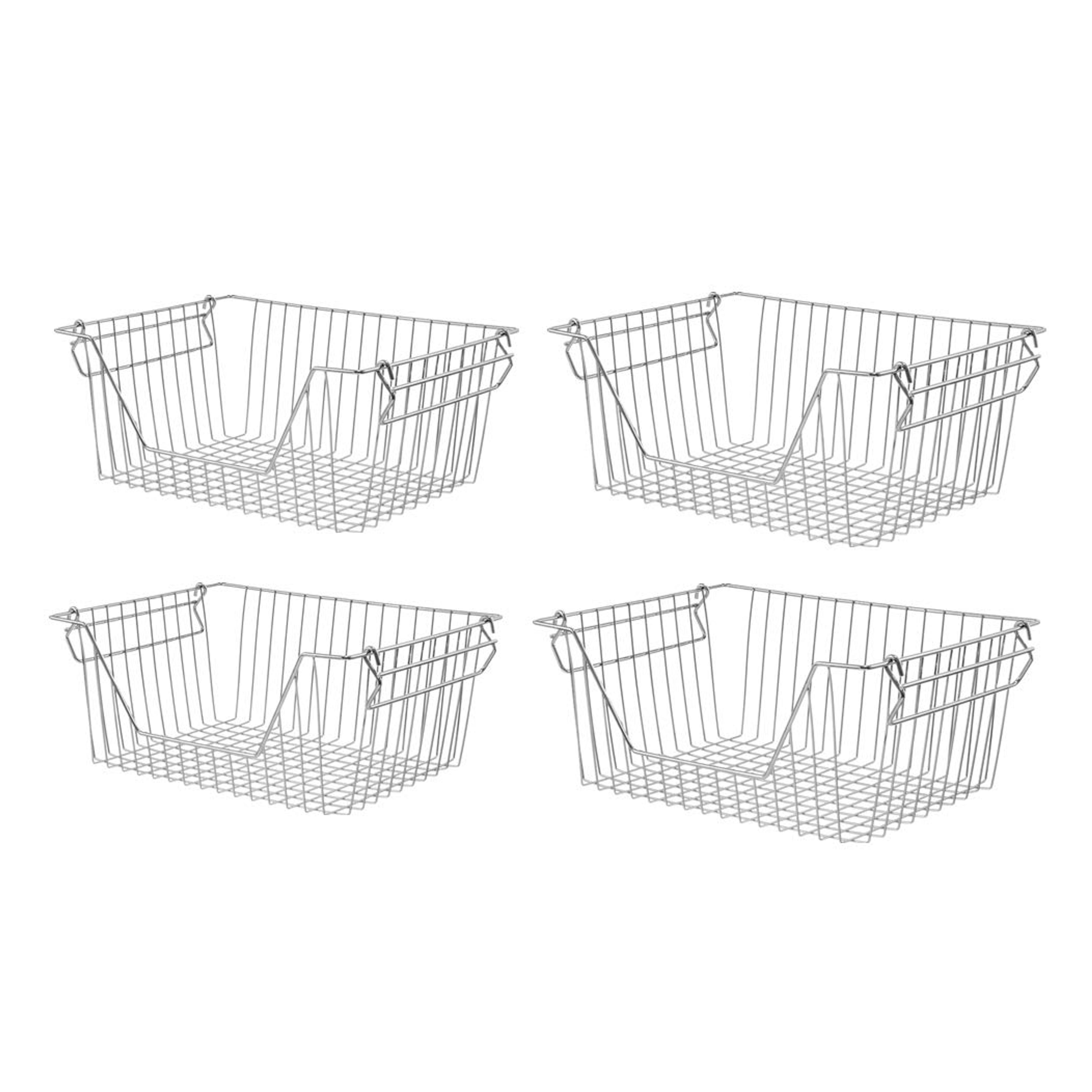 Amazon.com: Slideep Large Stackable Storage Baskets Cabinet Organizer Sturdy Metal Wire Pantry Freezer Bin for Pantry Home Bathroom Kitchen Organization 4 Packs : Home & Kitchen