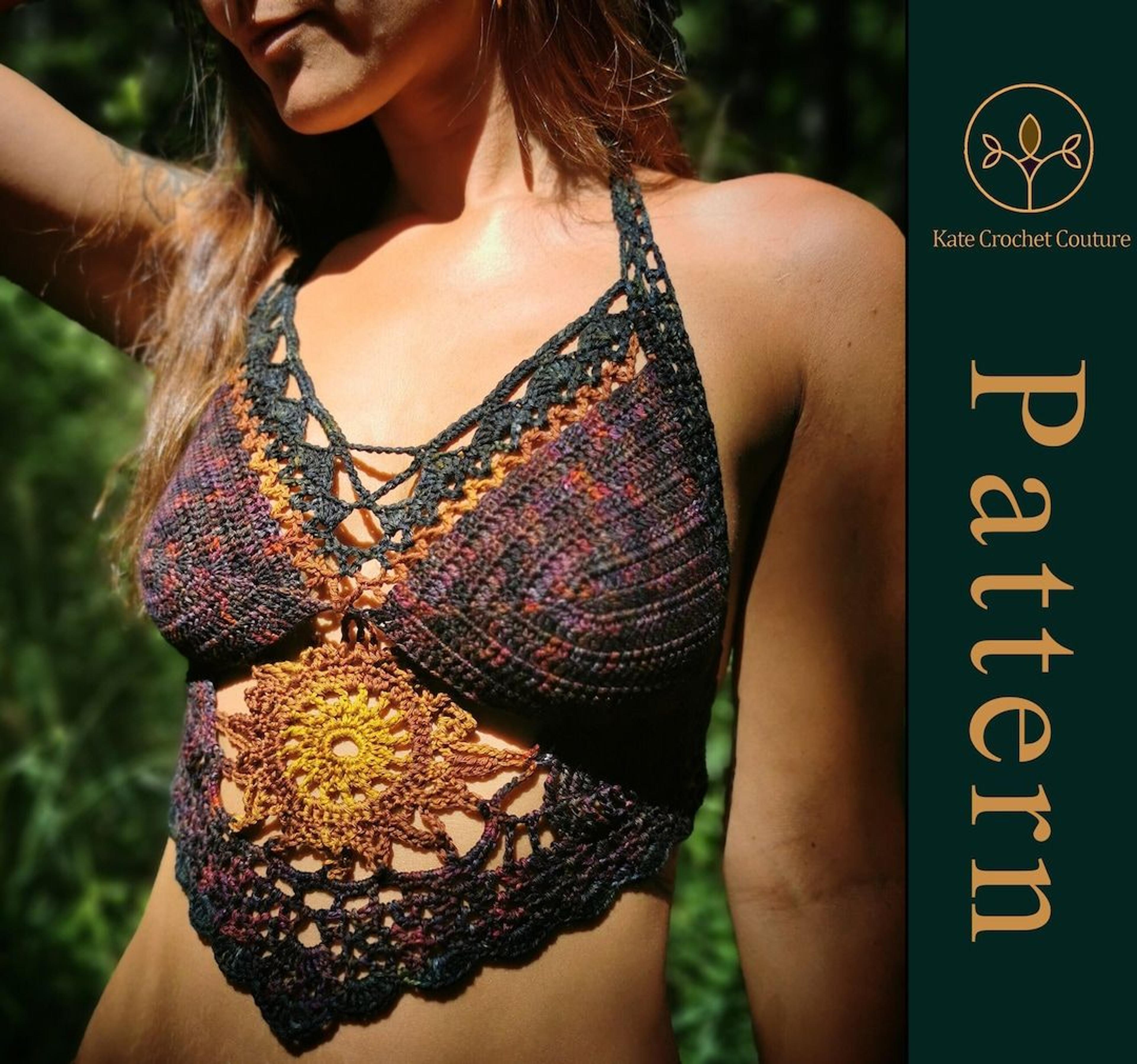 Crochet pattern, Cosmic Diamond Cropped Top ~ PATTERN ONLY ~ Festival wear, hippie style, boho wear