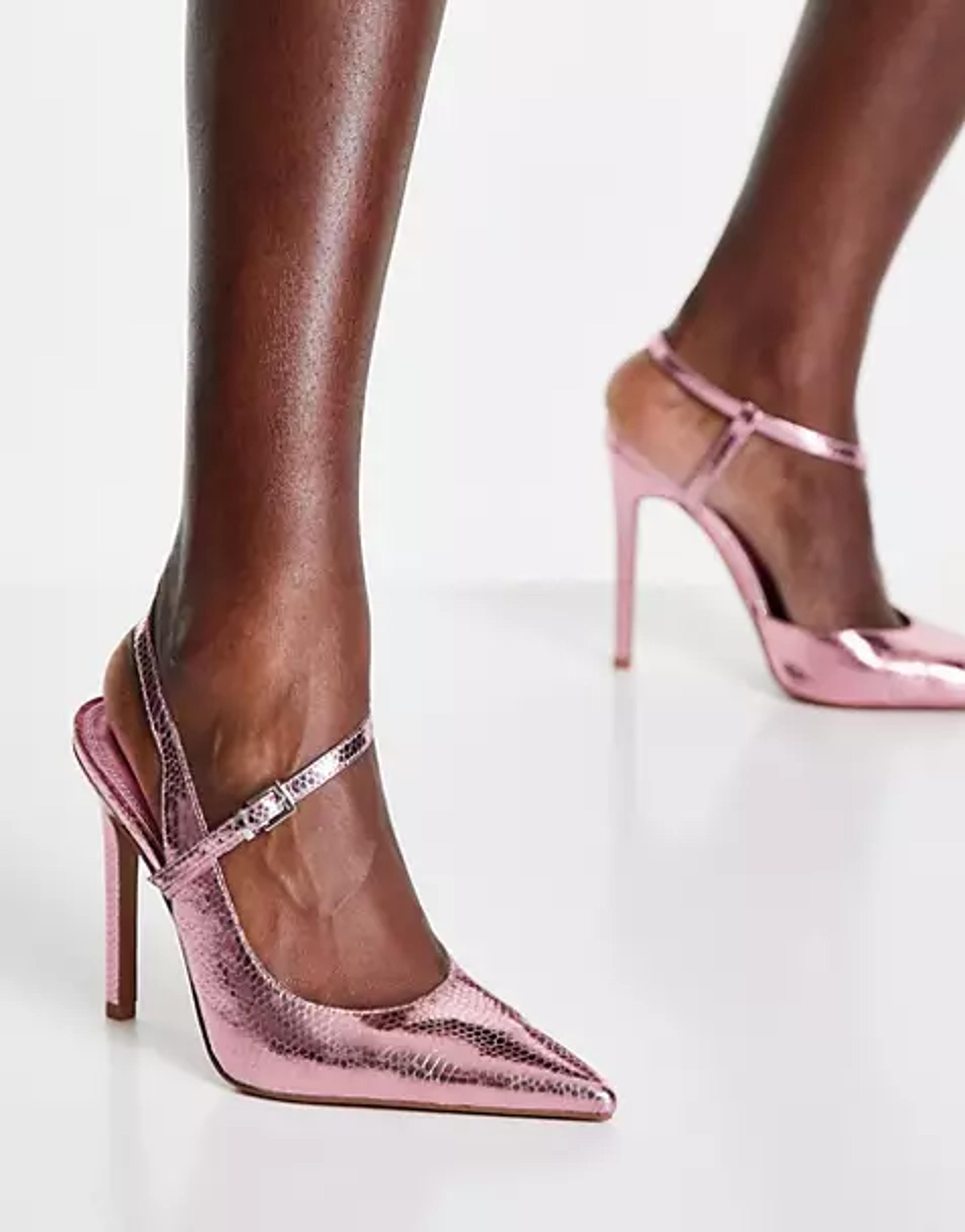 ASOS DESIGN Piano asymetric high heeled shoes in pink | ASOS
