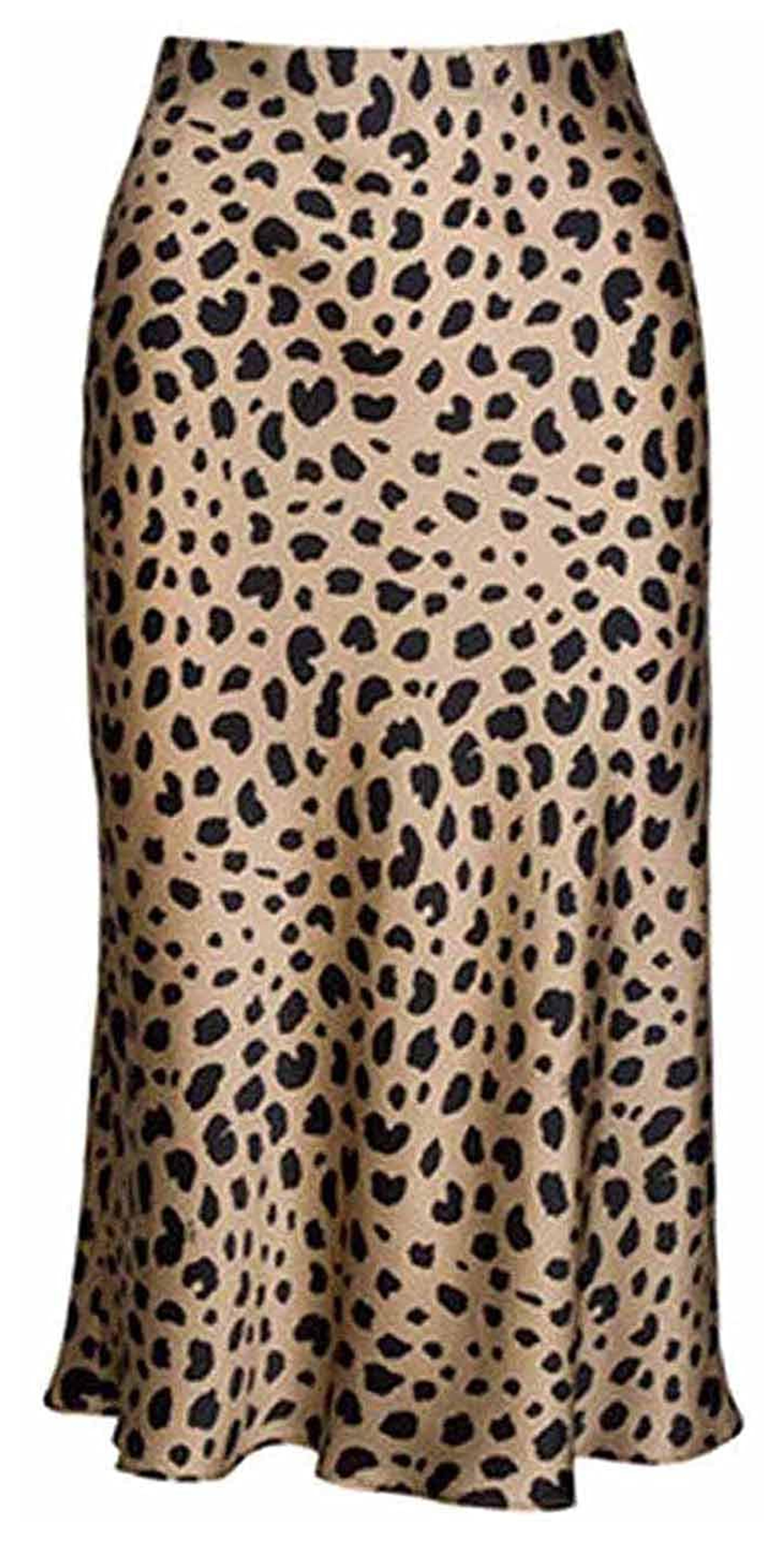 Amazon.com: Leopard Skirt for Women Midi Length High Waist Silk Satin Elasticized Cheetah Skirts : Clothing, Shoes & Jewelry