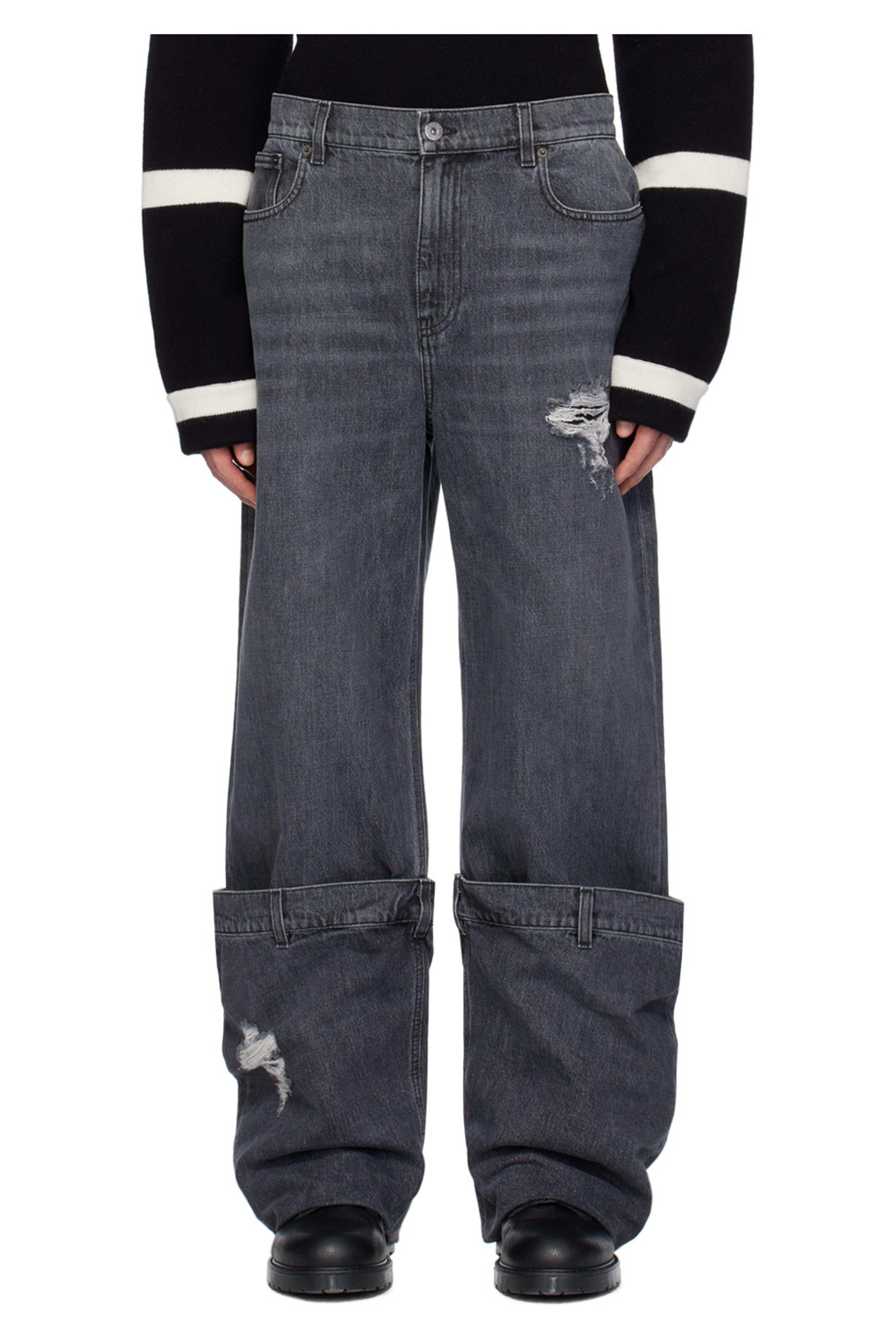 SSENSE Exclusive Gray Bucket Jeans by JW Anderson on Sale