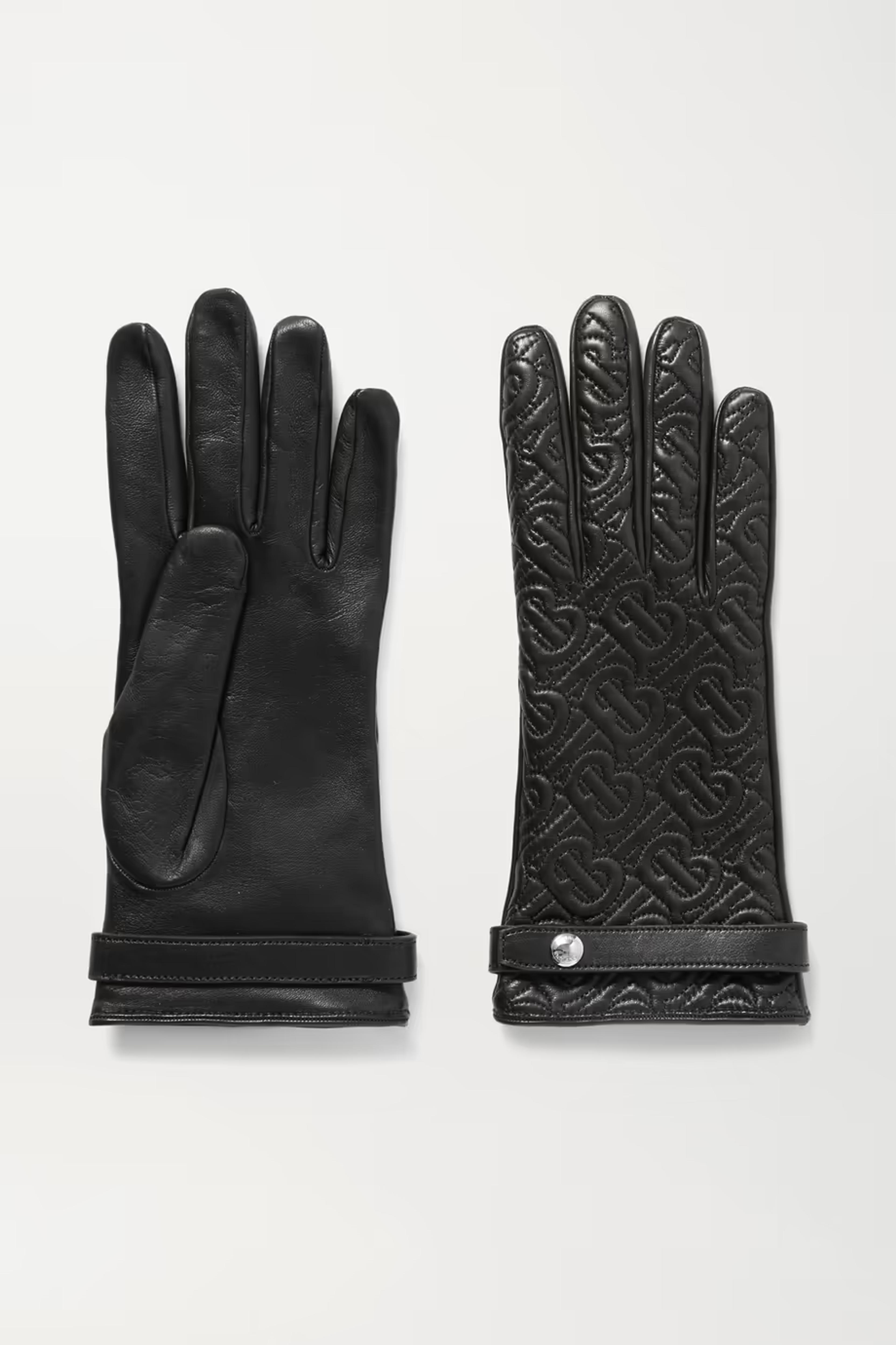 Black Quilted leather gloves | BURBERRY | NET-A-PORTER