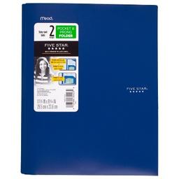 Five Star 2 Pocket Plastic Folder with Prongs Blue
