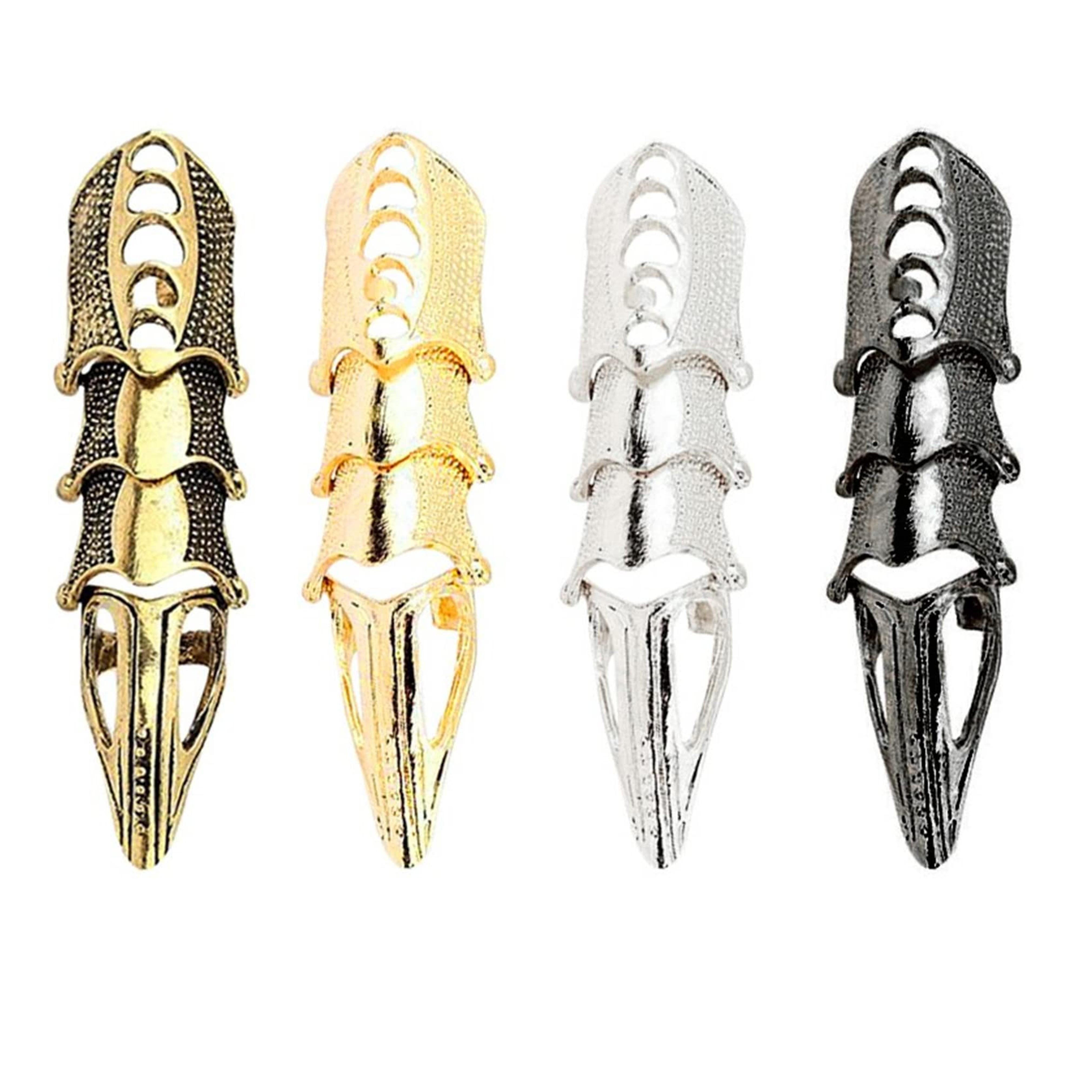 Amazon.com: 4Pcs Punk Full Armor Knuckle Joint Claw Finger Ring Set Gothic Adjustable Rock Hinged Ring for Women Men Girl Boy Teen Jewelry Gift Halloween Cosplay Party Costume Accessory-A 4pcs: Clothing, Shoes & Jewelry