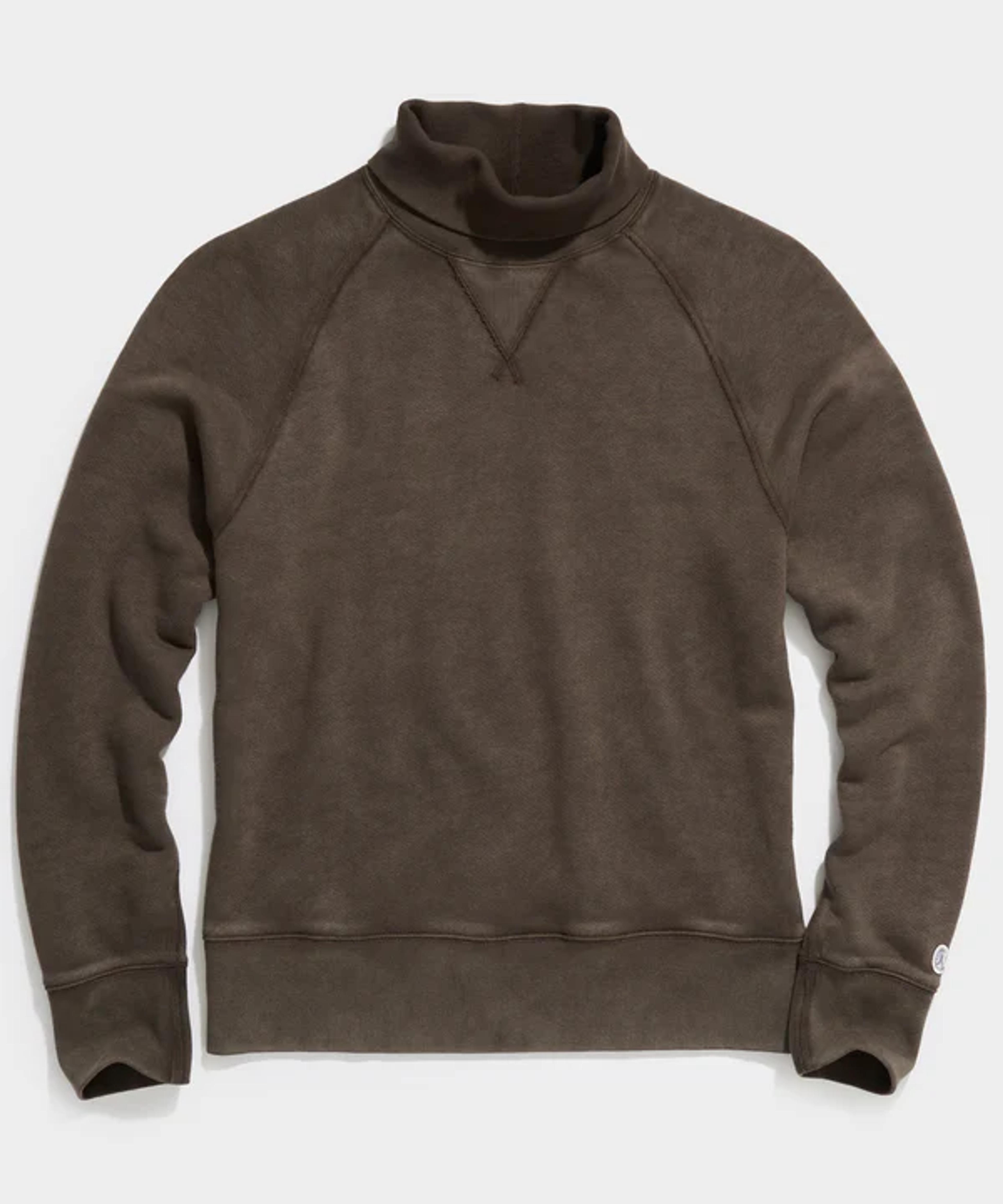 Sun-Faded Midweight Turtleneck Sweatshirt in Tabac - Todd Snyder
