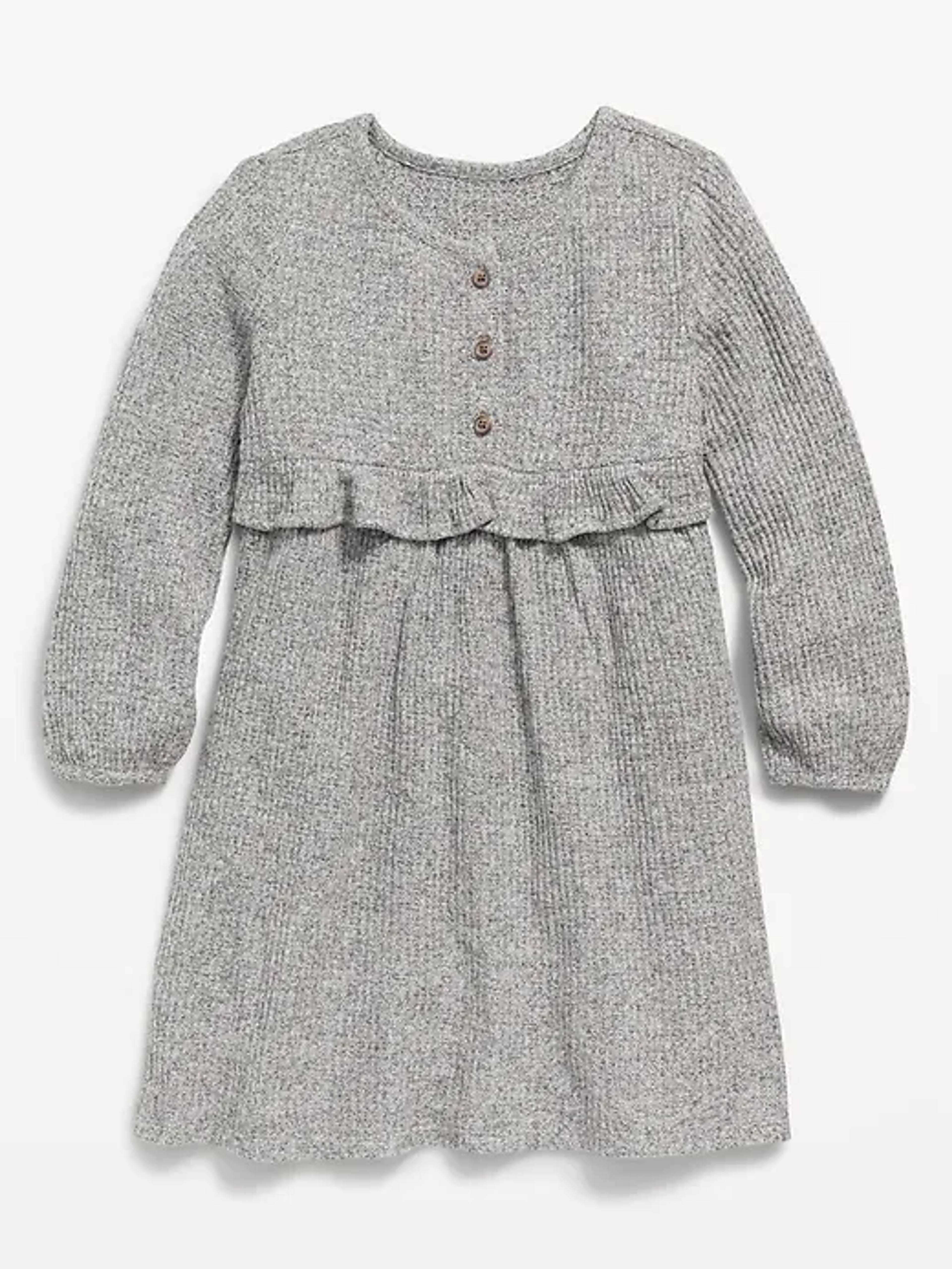 Long-Sleeve Thermal-Knit Henley Dress for Toddler Girls | Old Navy