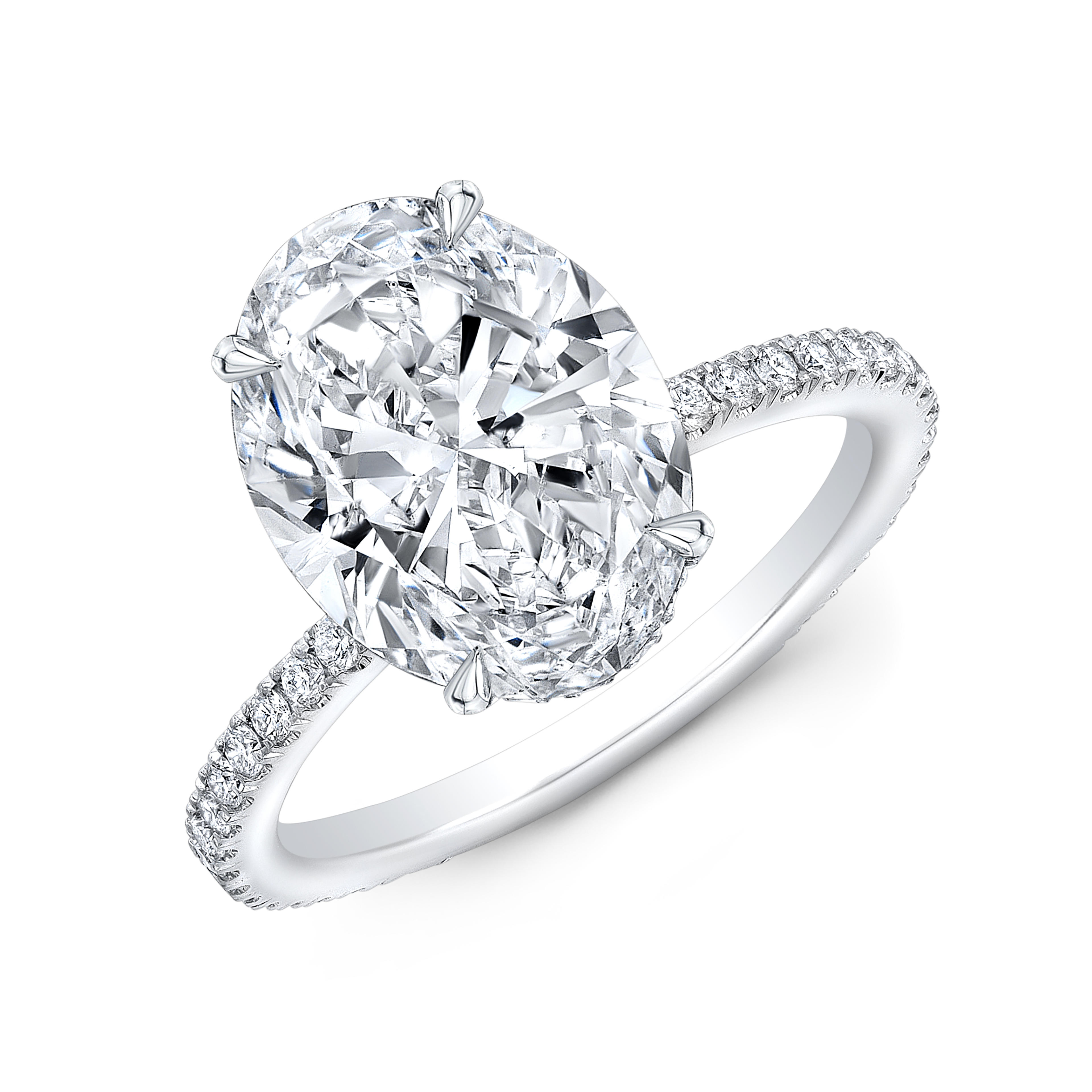 1.6 Ct. oval Cut Natural Diamond Thin Hidden Halo Pave Diamond Engagement Ring (GIA Certified)