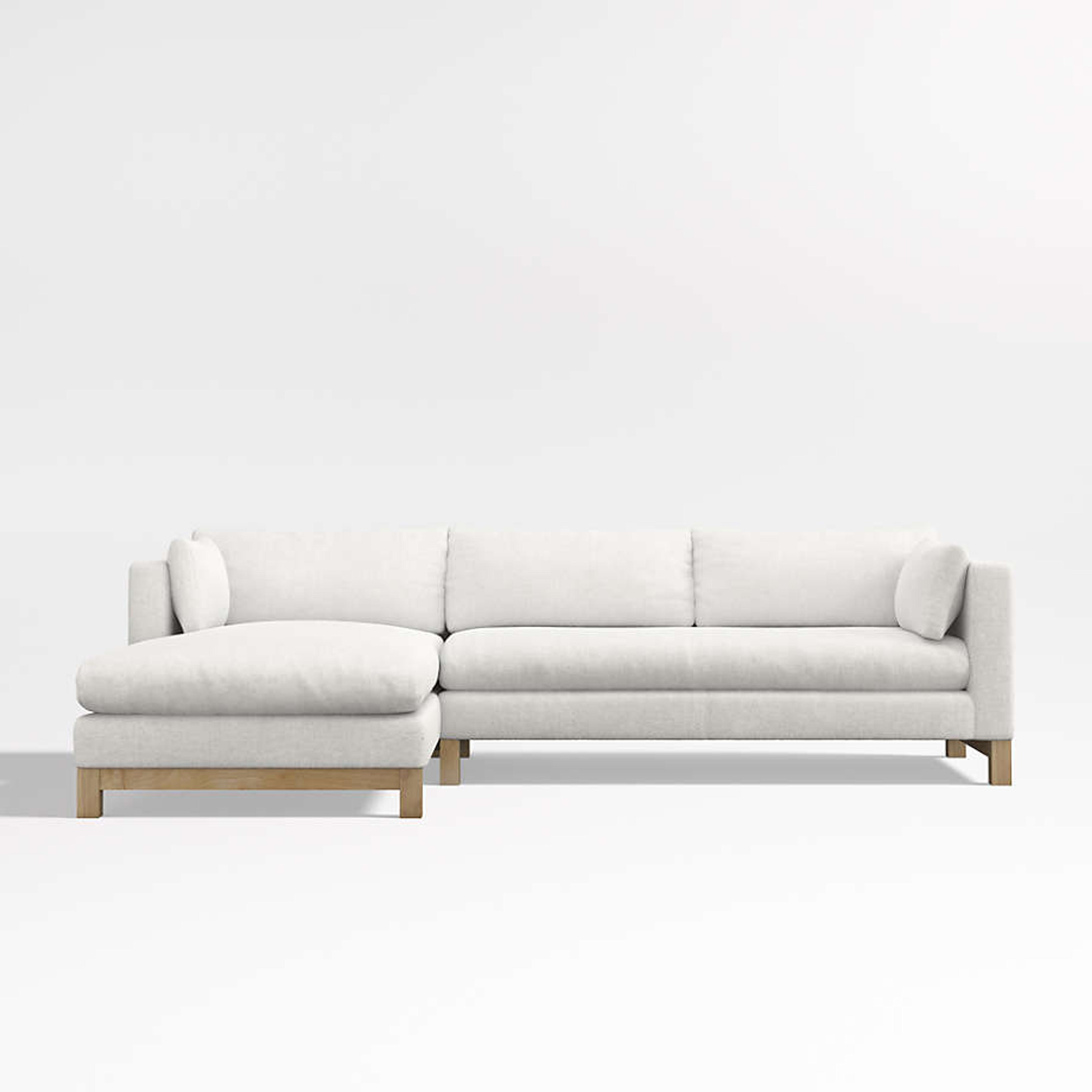 Pacific 2-Piece Chaise Sectional Sofa with Wood Legs + Reviews | Crate & Barrel