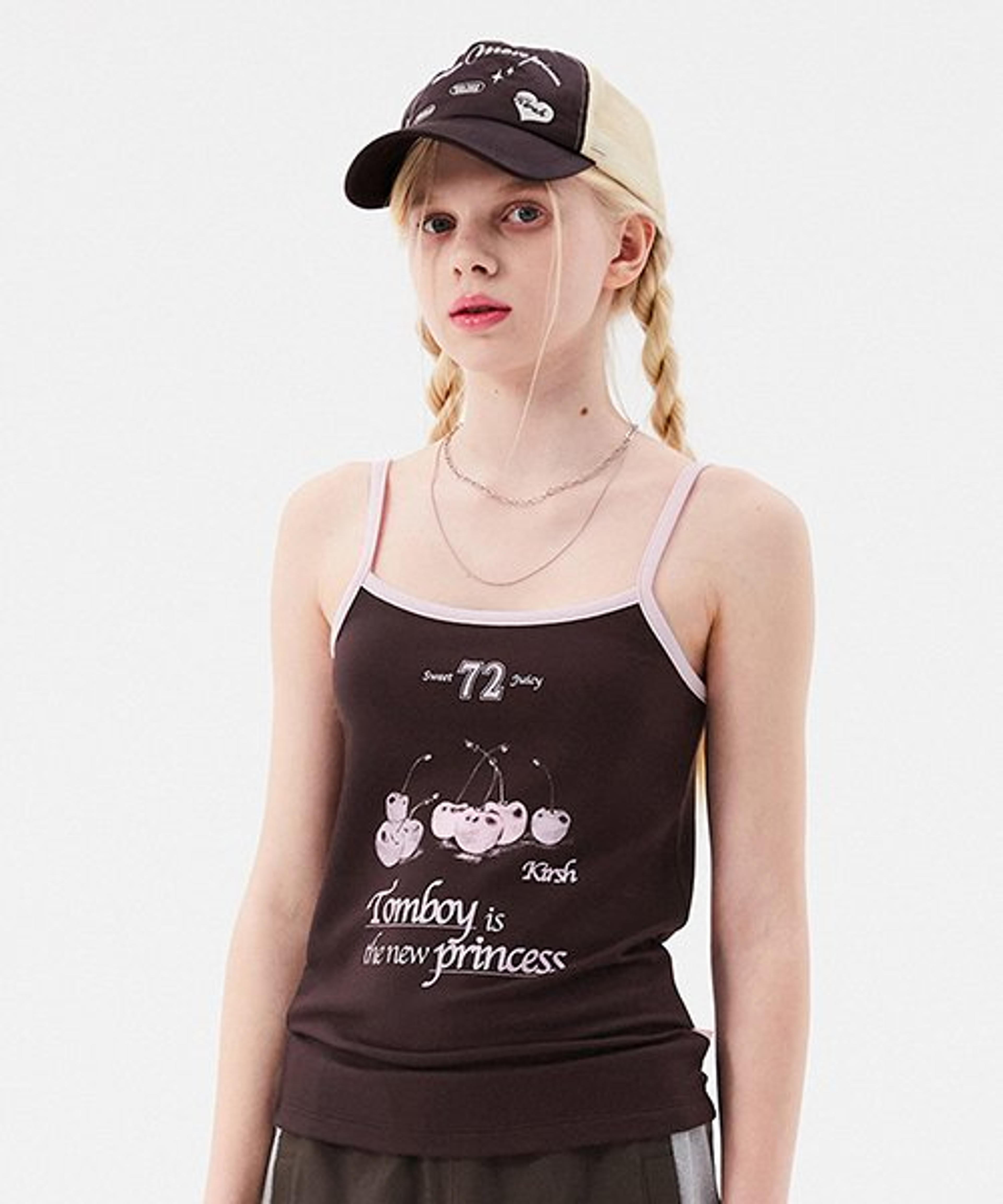 MUSINSA | KIRSH Cherry Tomboy Graphic Sleeveless [Brown]