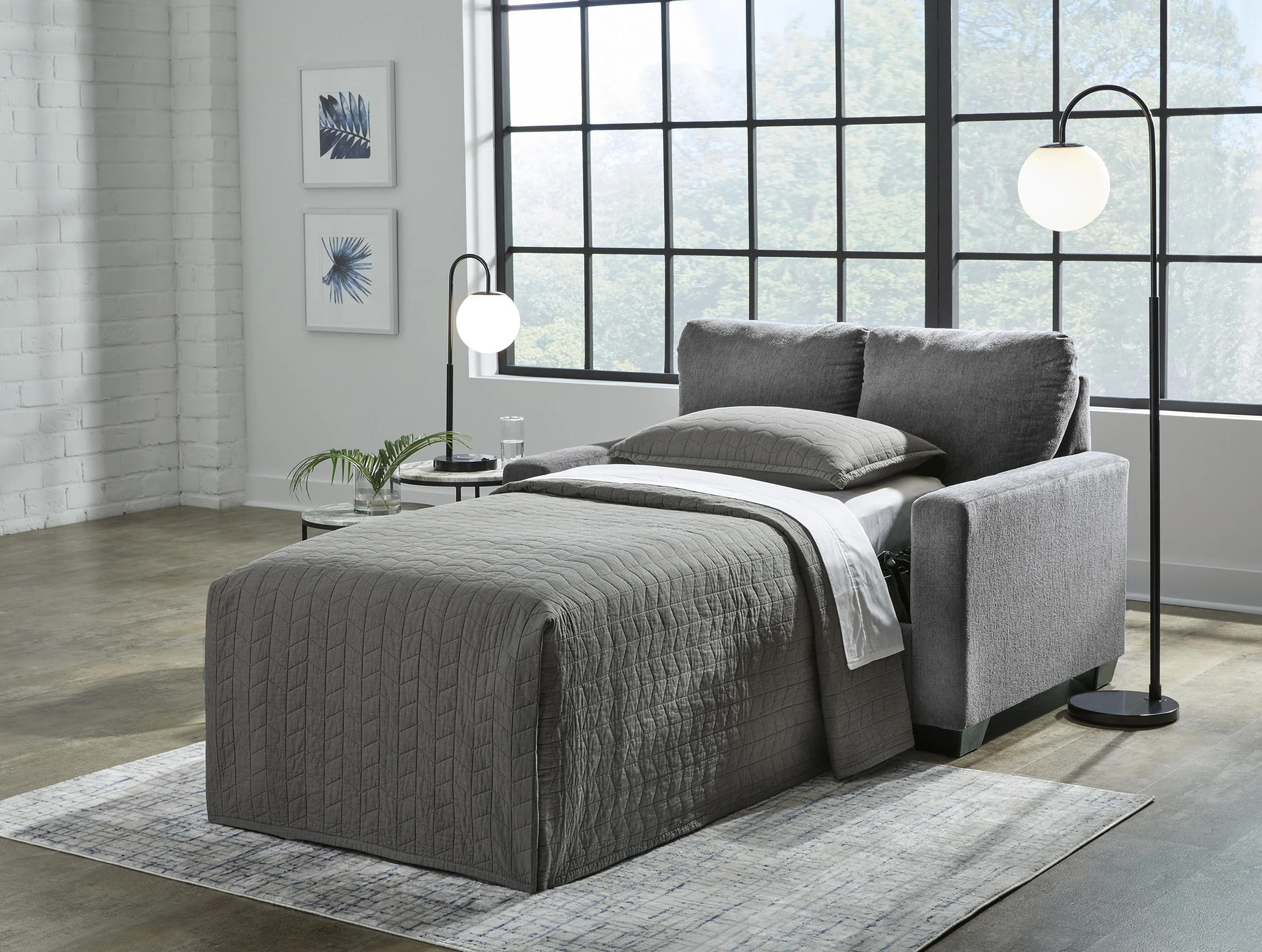 Rannis Twin Sofa Sleeper In Pewter-1StopBedrooms.