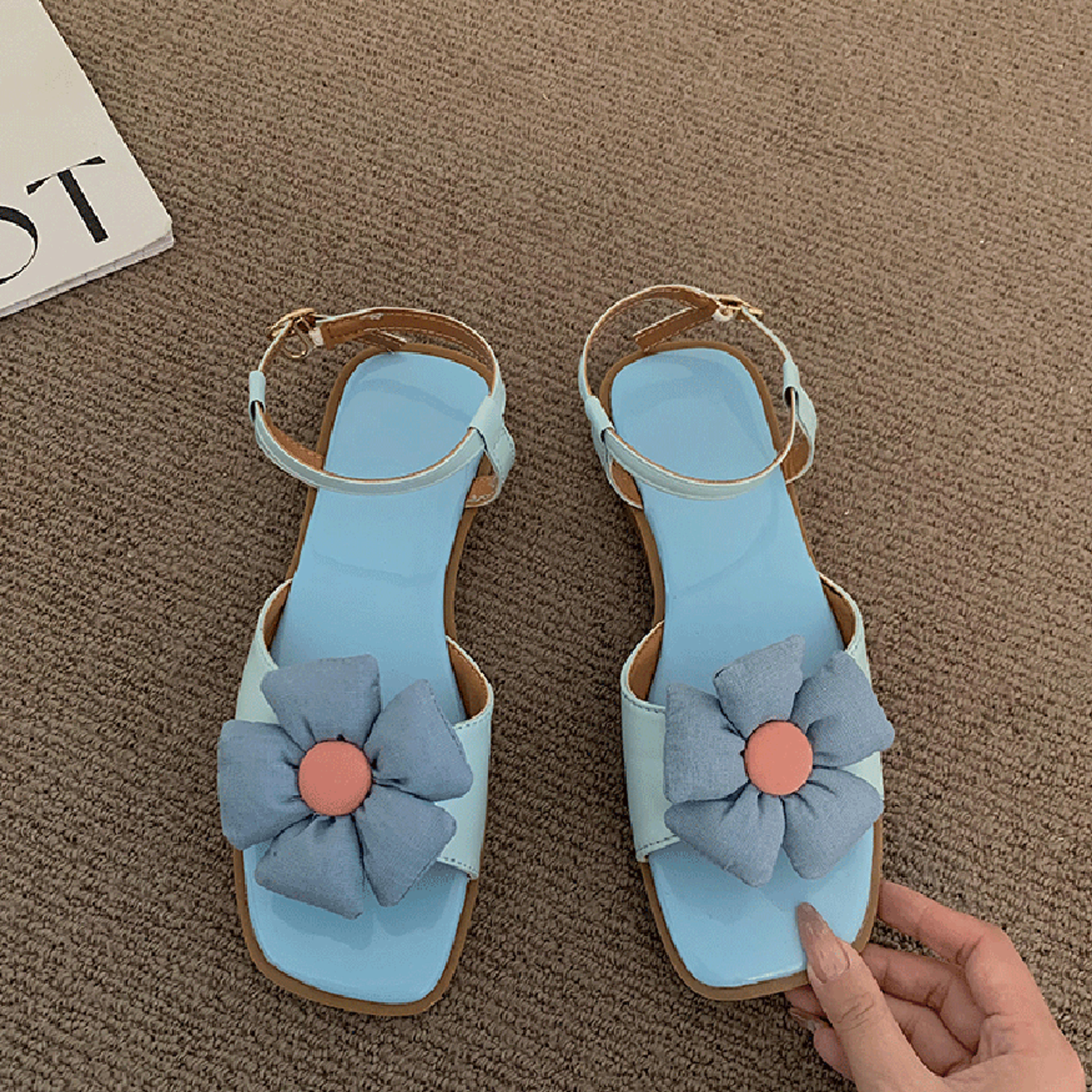 Flower Square Toe Sandals