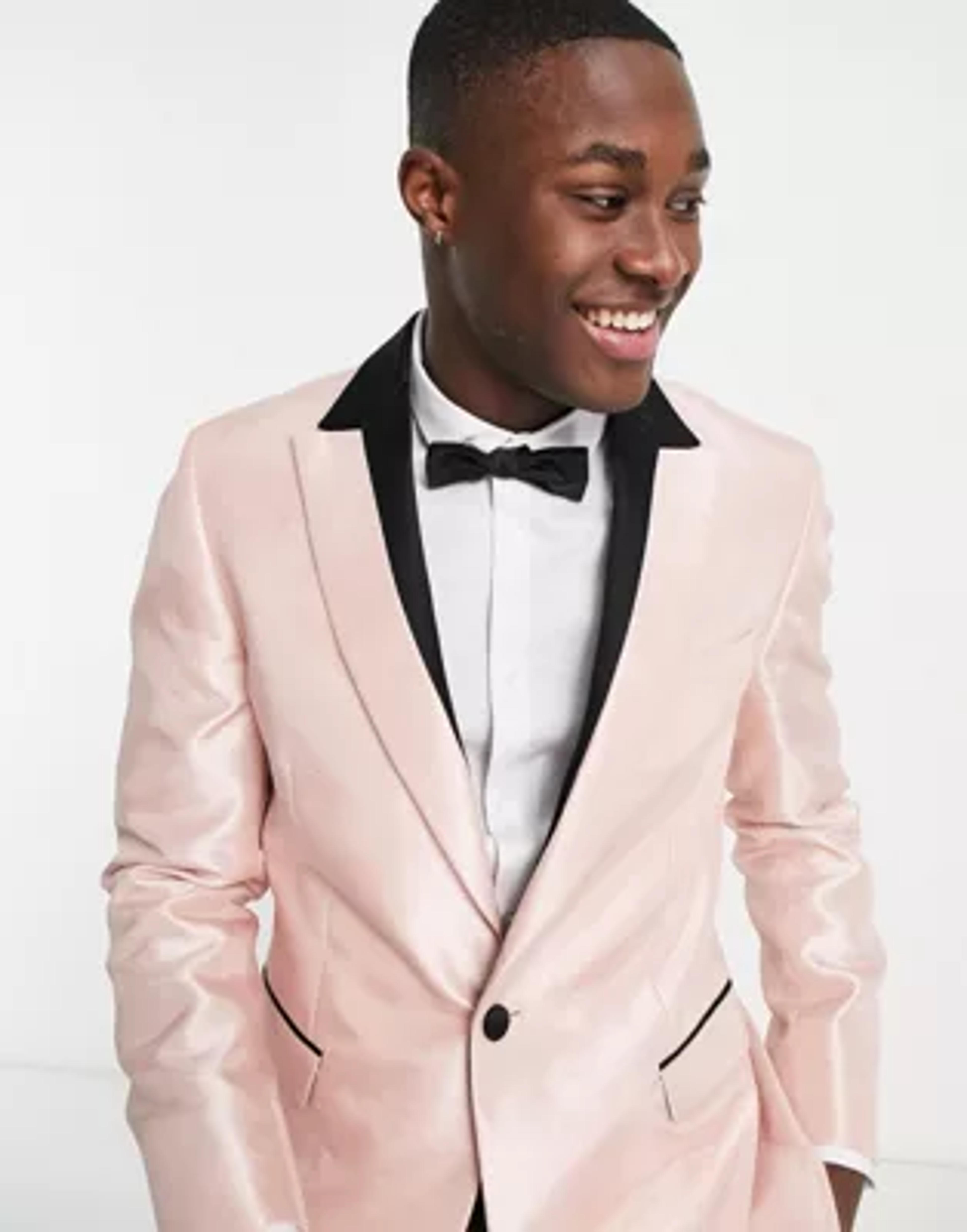 Topman slim single breasted blazer in pink | ASOS