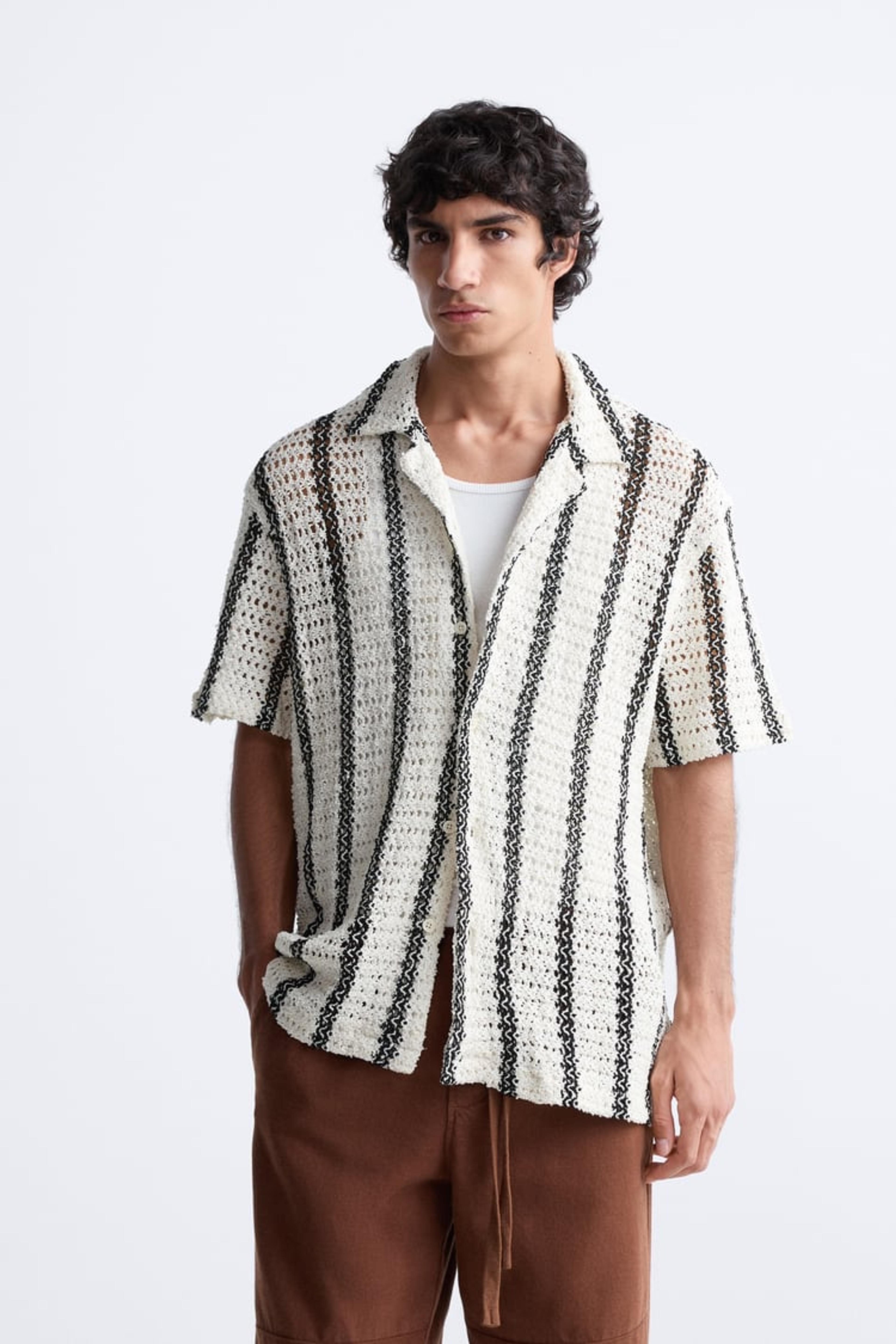 STRIPED CROCHET SHIRT - Black / White | ZARA United States