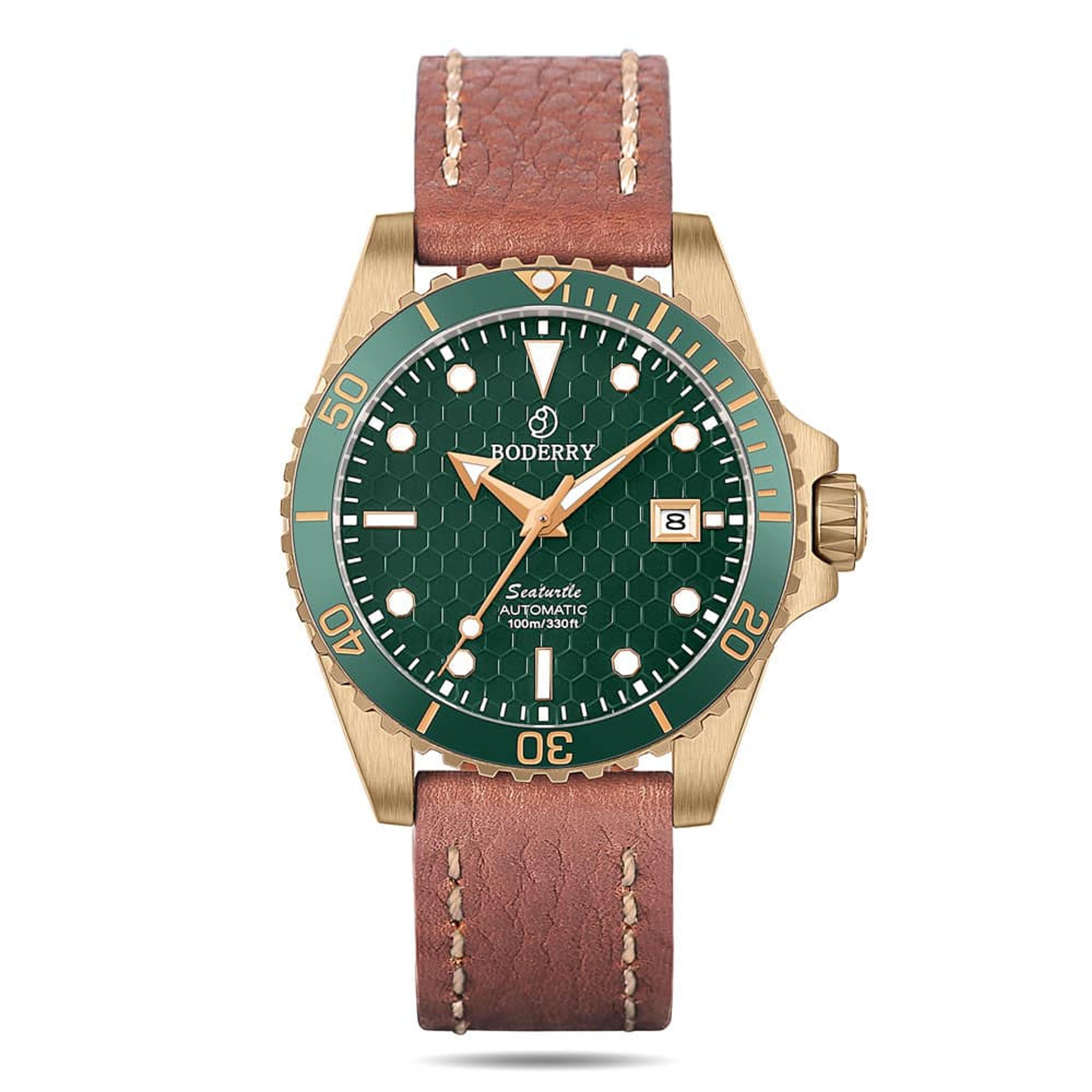 SEATURTLE.OCEAN(BRONZE) - Automatic Bronze Diver Watch | Turtle Green