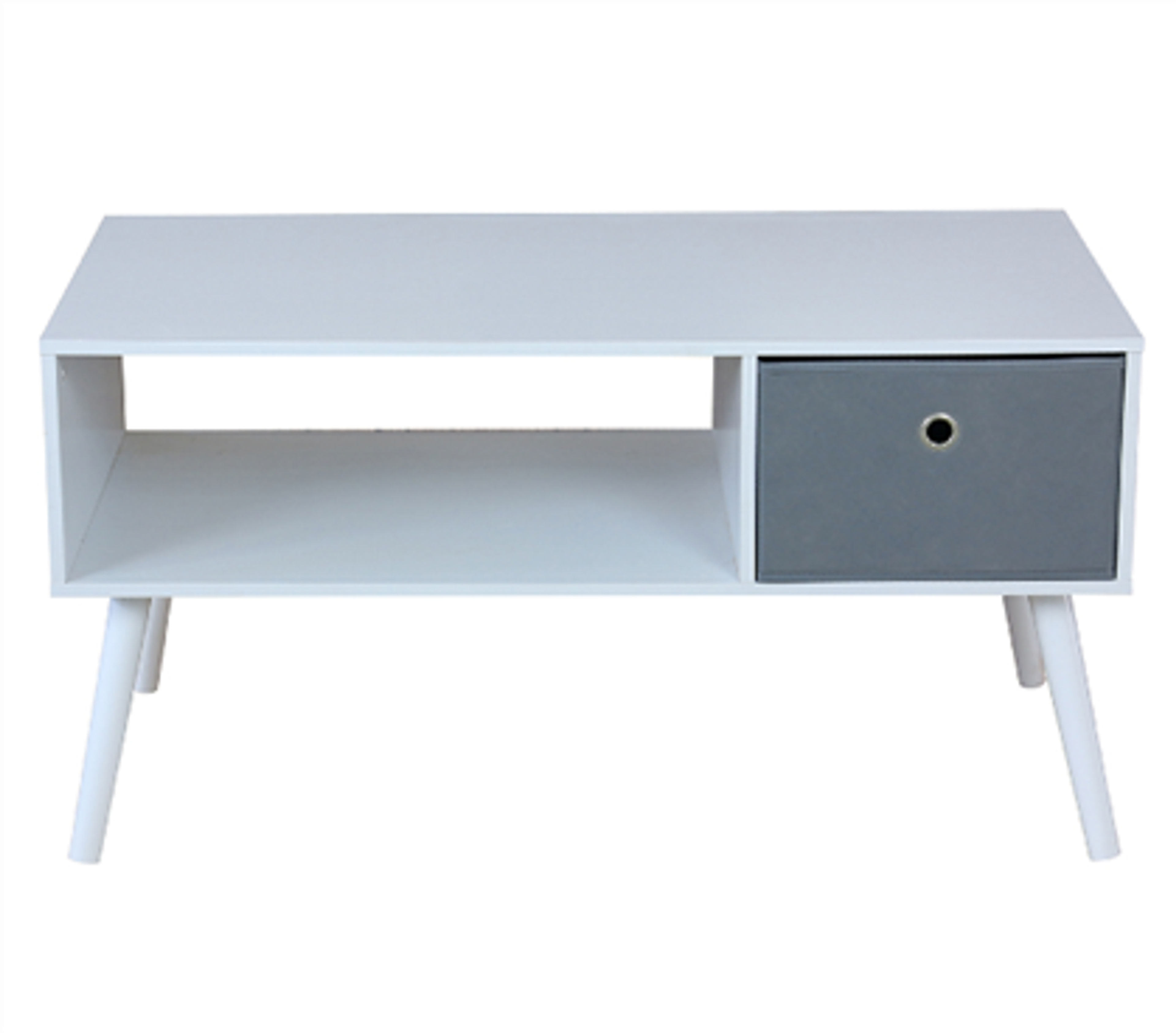 Modern Coffee Table with Bin - White - Dorm Furniture Dorm Room Furniture