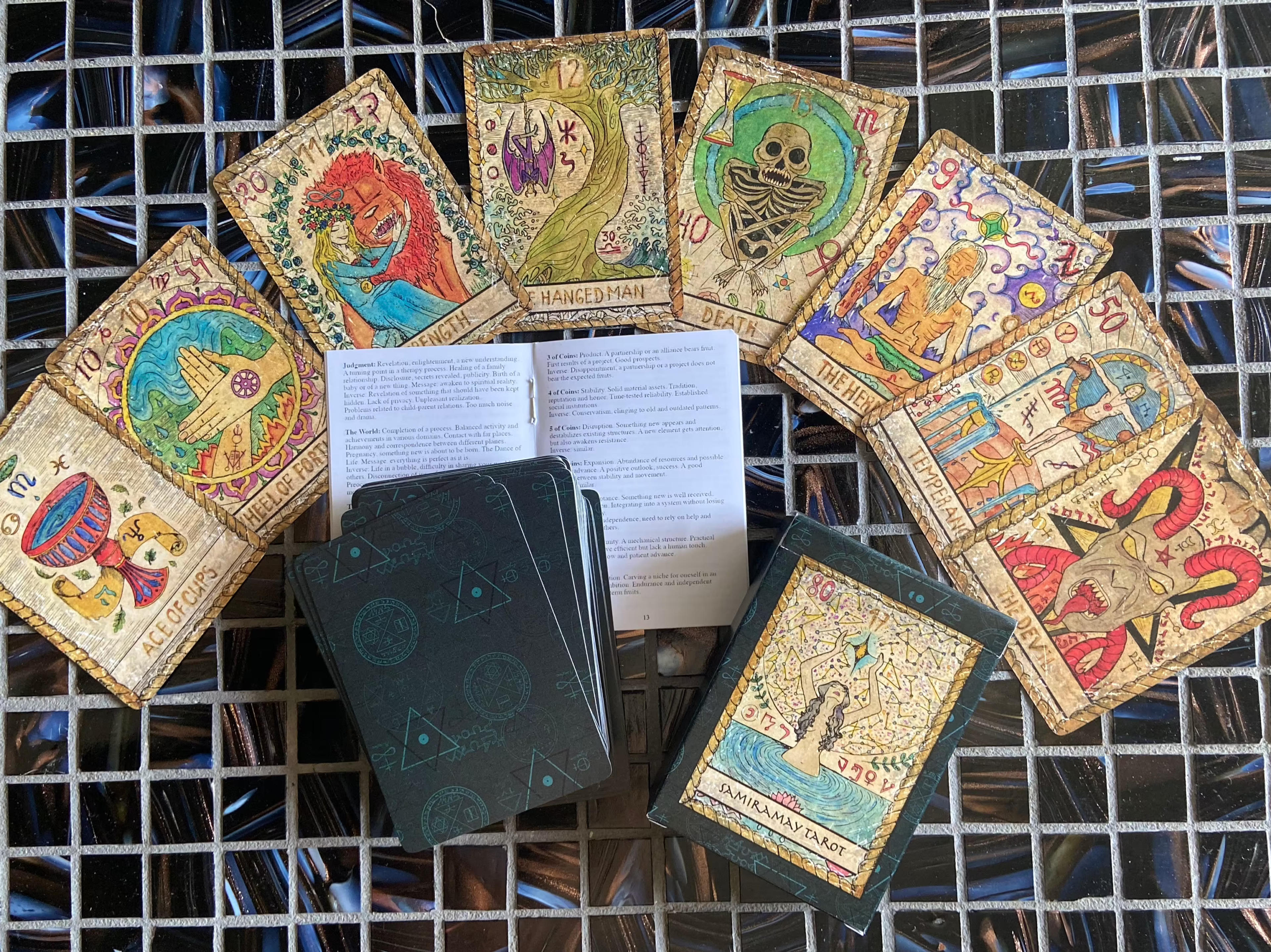 Samiramay Tarot Deck & Guide, full deck, 78 cards, 3.5 by 2.5 inches, great for beginners and collectors, printed in USA