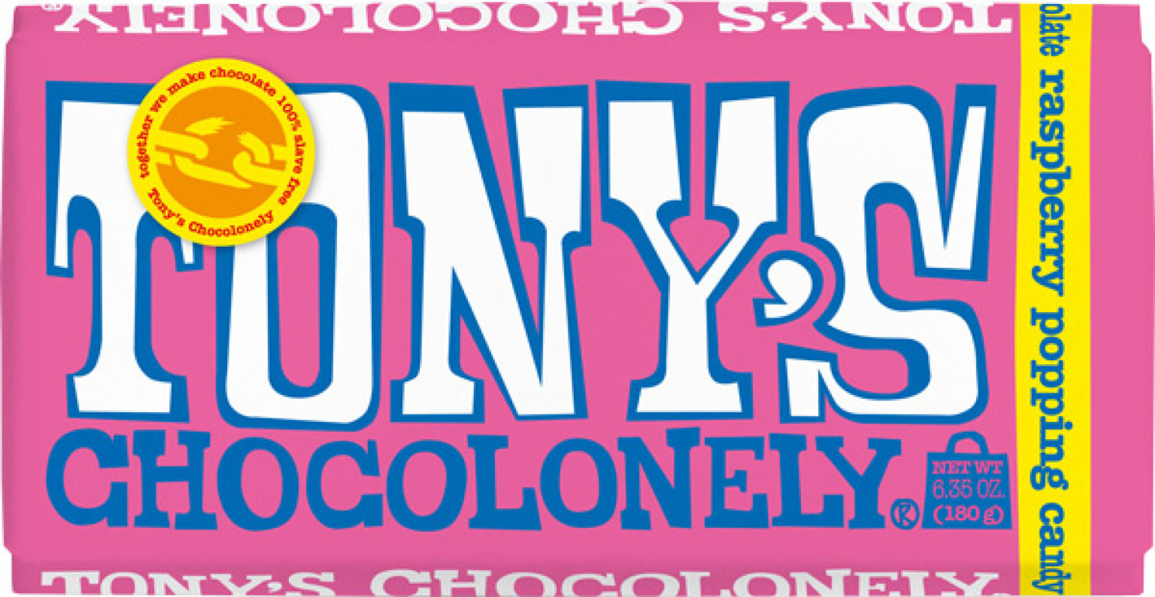 white raspberry popping 28% candy bar 6.35 oz - Tony's Chocolonely